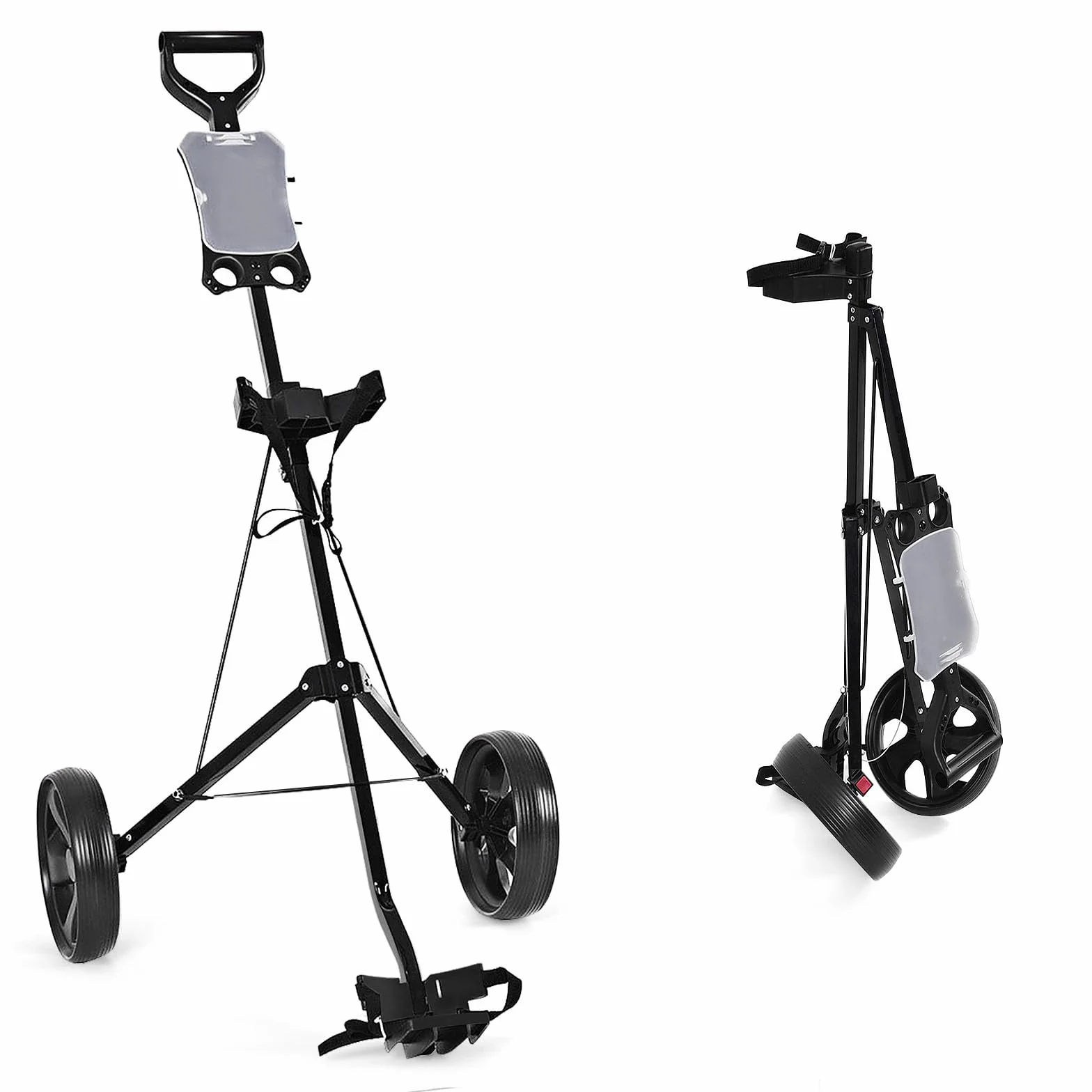 LIFEZEAL Carrello da Golf Pieghevole a 2 Ruote, Trolley da Golf in Ferro con Tabellone Segnapunti