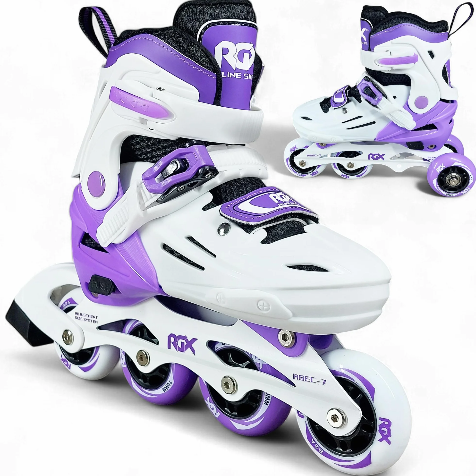 WeLLIFE RGX Line Pattini in Linea Bambina e Bambino Regolabili 4 Misure, Doppia Configurazione Ruote, Guscio Rigido, Piastra Alluminio, Cuscinetti ABEC-7