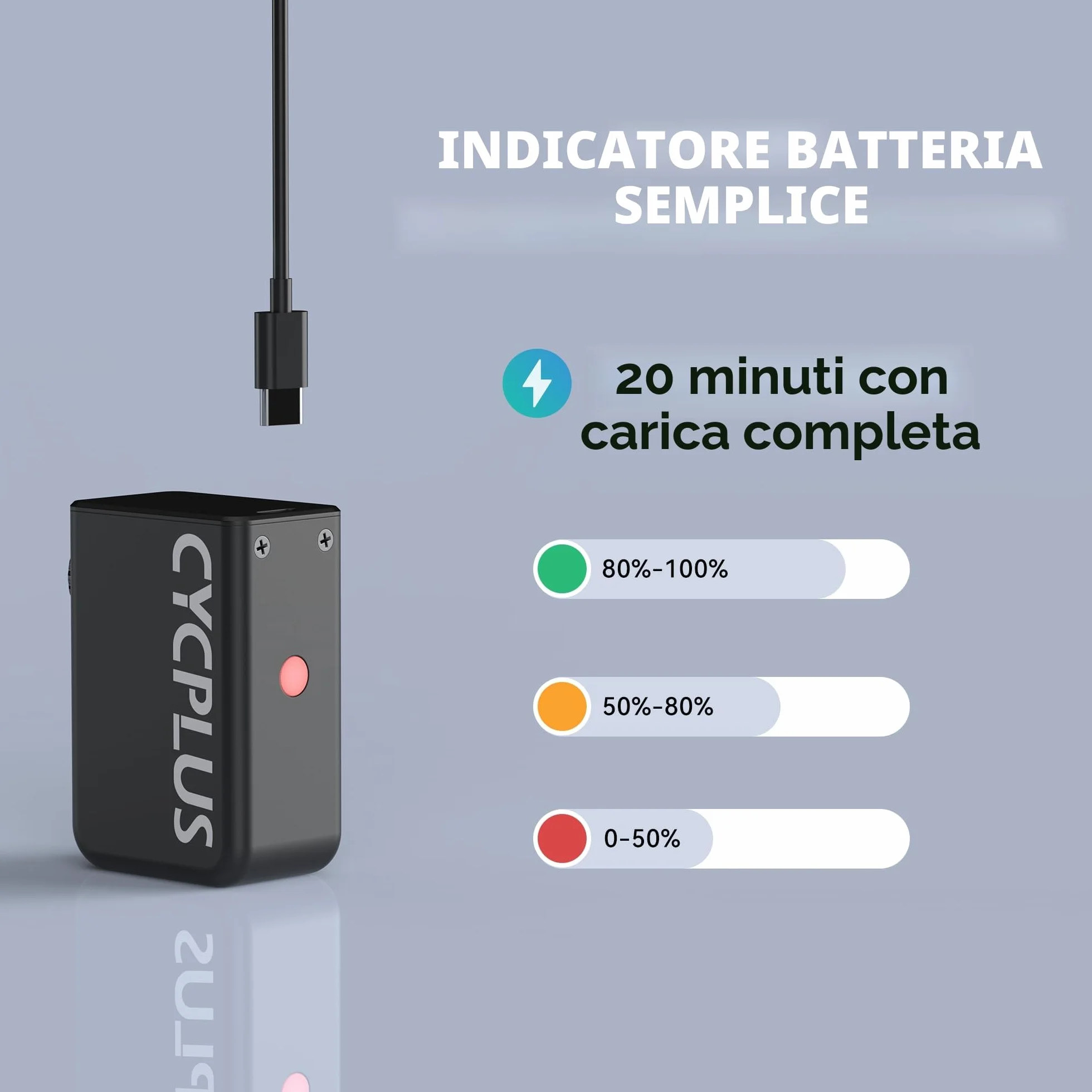 CYCPLUS Tiny E-Pump Pompa per bicicletta elettrica portatile 100 psi ricaricabile USB-C