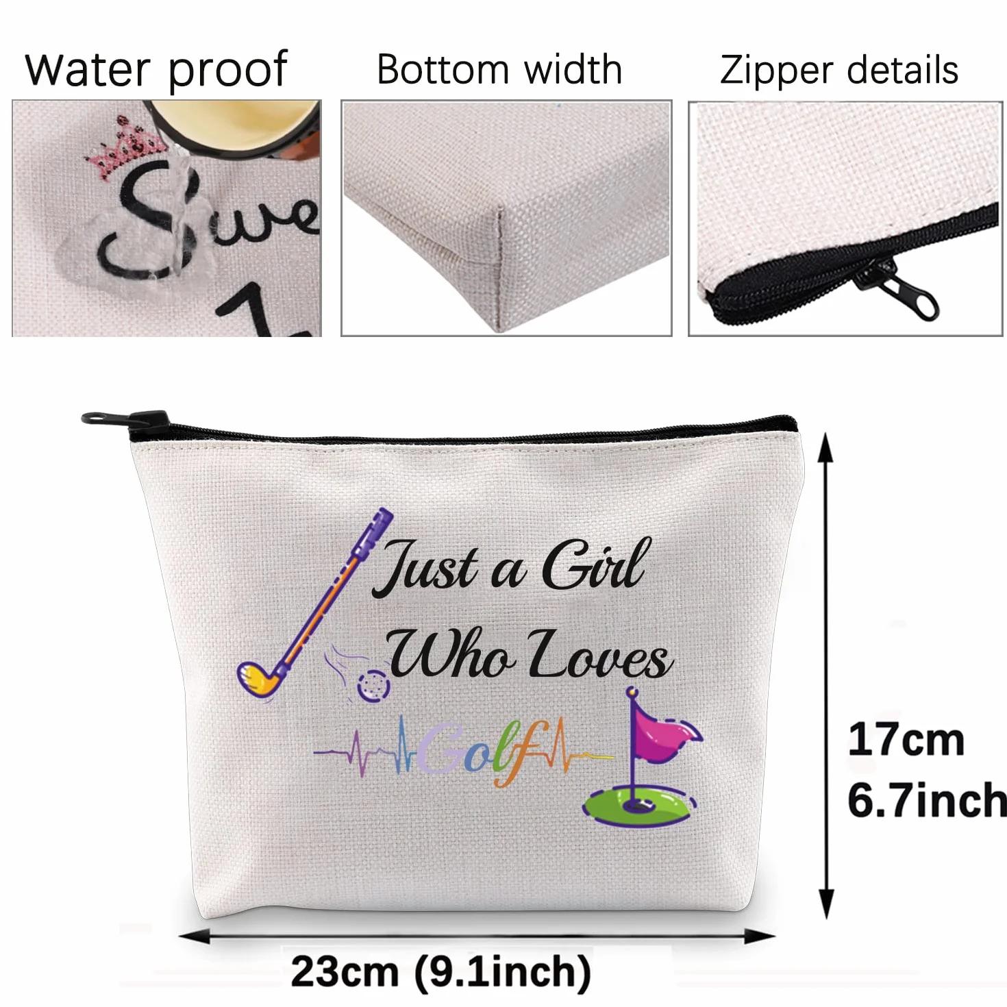 Just a Girl Who Loves Golf Cosmetic Makeup Bag Golfista Borsa da viaggio Organizer