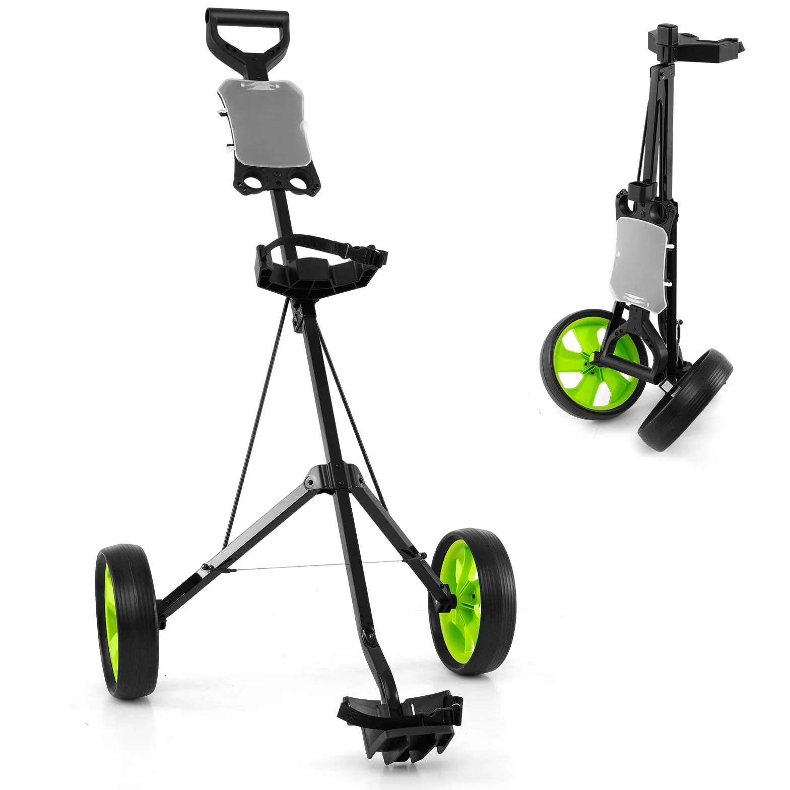 COSTWAY Carrello da Golf Pieghevole con 2 Ruote, Ferro con Tabellone Segnapunti