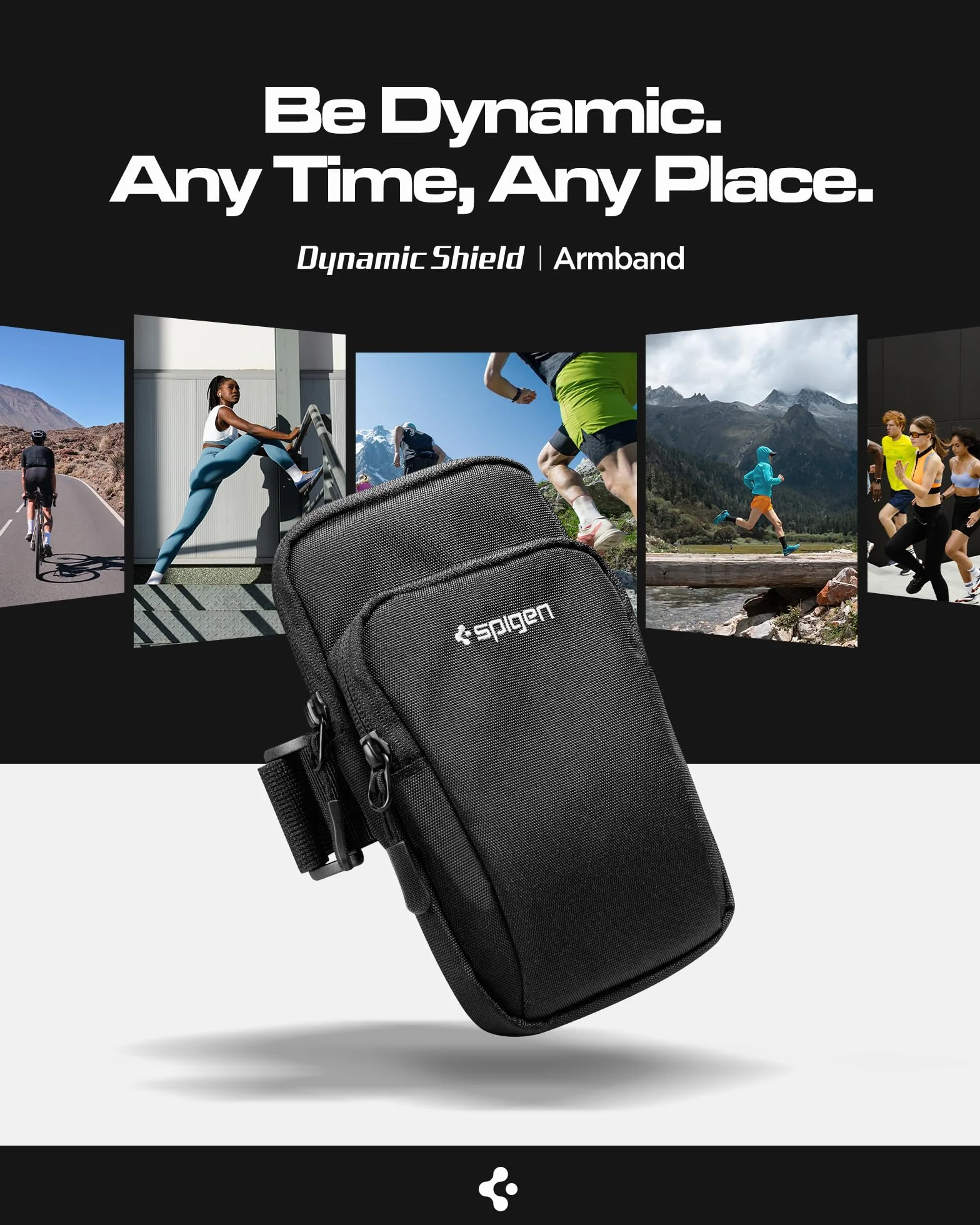 Spigen Dynamic Shield Porta Cellulare da Corsa Fino a 6.9" Fascia da Braccio Compatibile con iPhone 15 14 13 12 11 Pro Max, Samsung S24 S23 Ultra - Nero