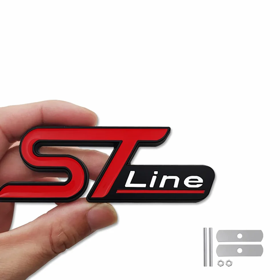 Emblema in metallo ST Line per griglia anteriore auto, decorazione carrozzeria adesivo