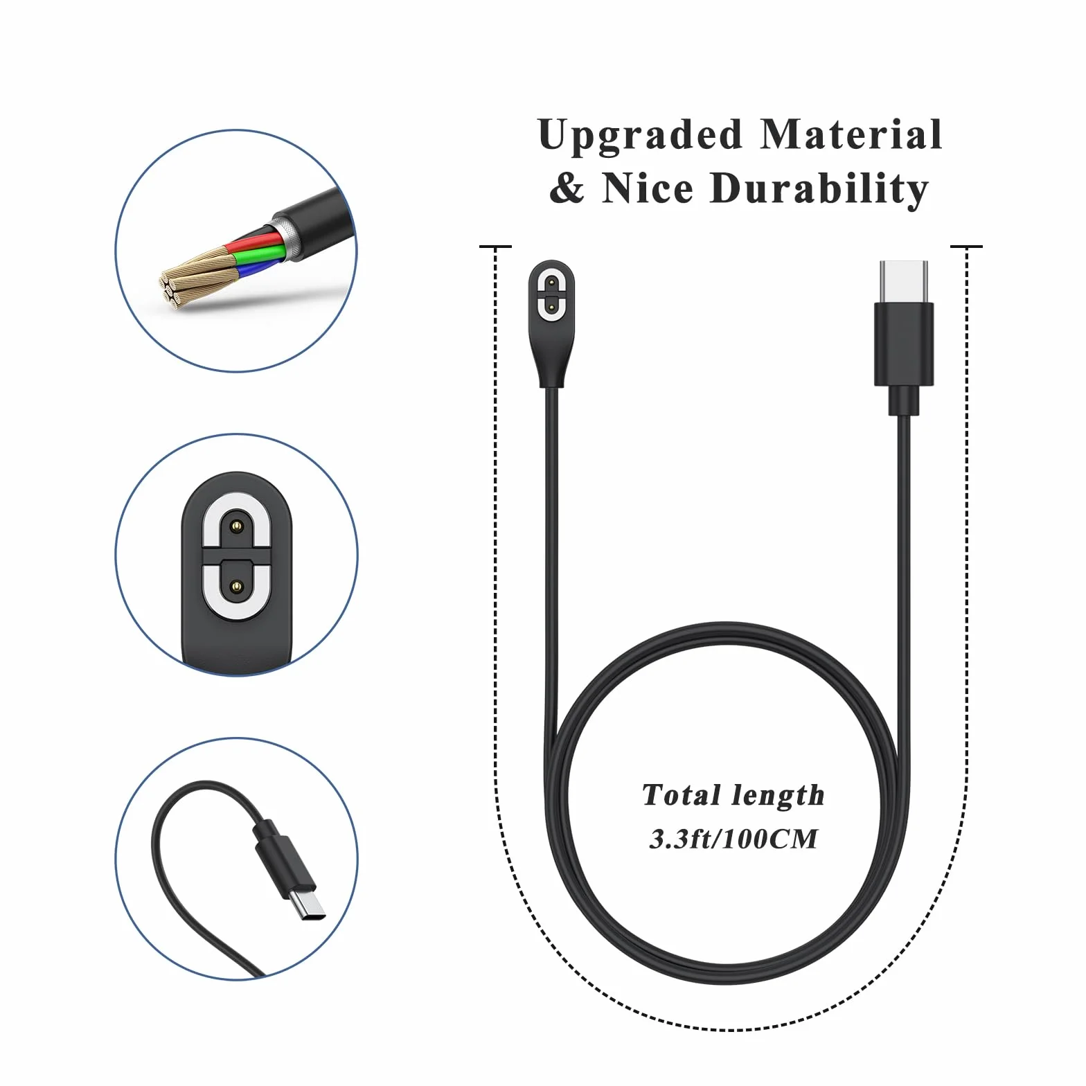 Shokz OpenRun/Pro/Mini AfterShokz Aeropex AS800 OpenComm ASC100 USB-C Caricatore Magnetico Cavo 1M