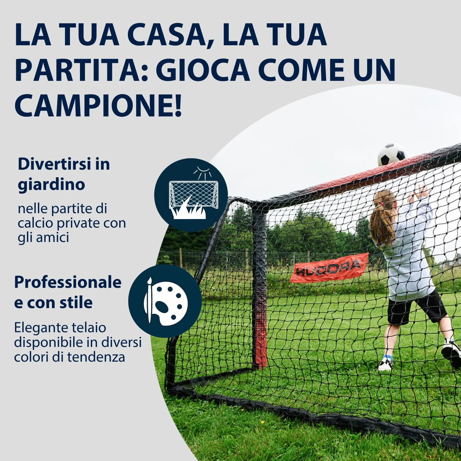 HUDORA Porta da Calcio Pro Tect Advanced – Porta da Calcio all'Aperto con Rete Resistente alle Intemperie per Bambini e Adulti