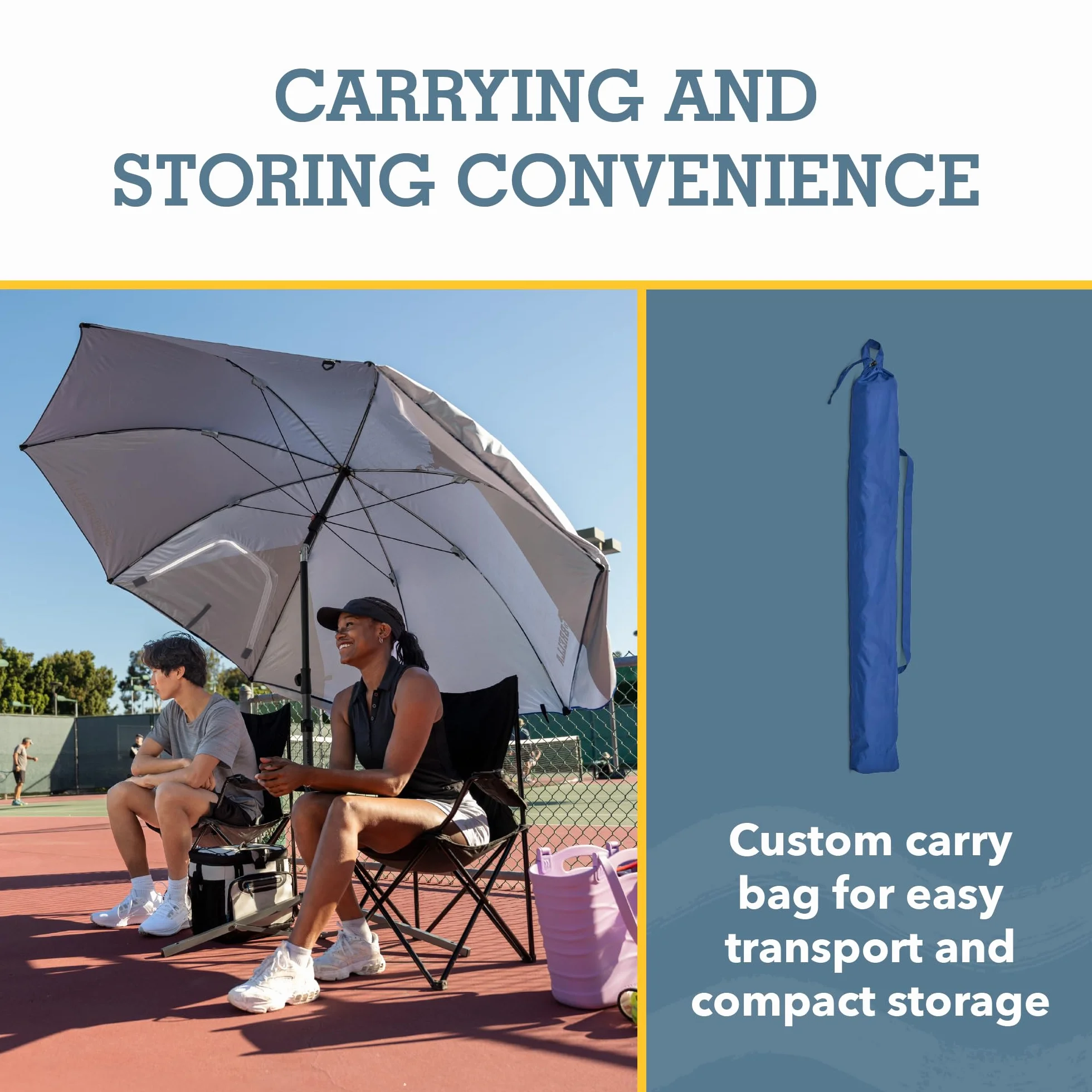 Sport-Brella Premiere UPF 50+ Umbrella Shelter for Sun and Rain Protection (8-Foot), Premiere Blue