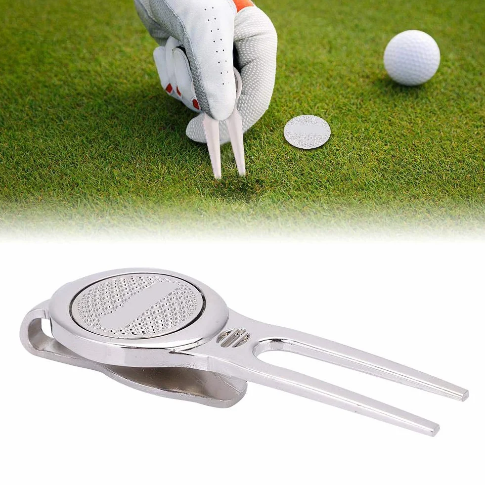 Tbest Divot Repair Tool Lega di Zinco Magnetico Ball Marker Argento D102
