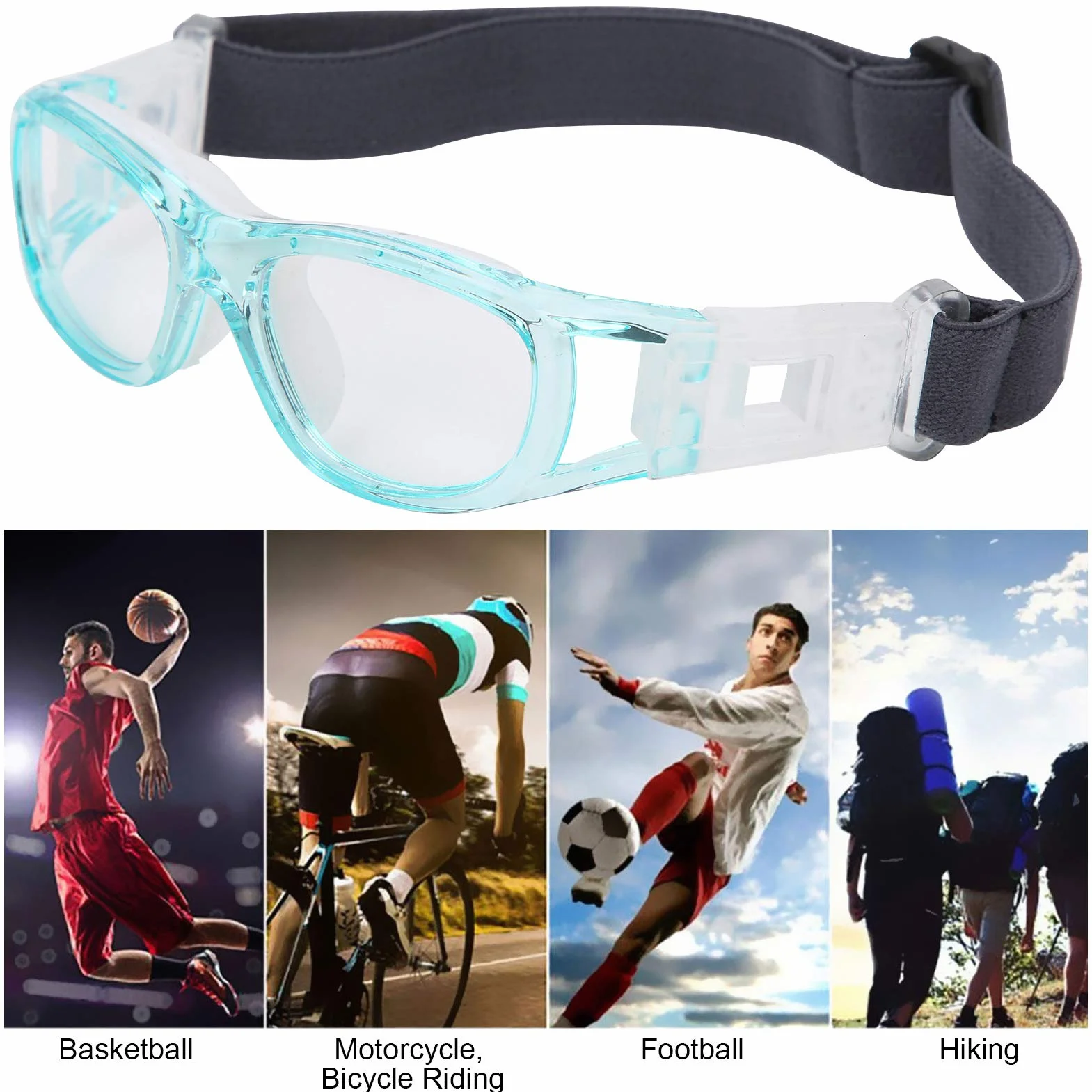 Occhiali da calcio protettivi per bambini per basket, calcio, hockey (blue)