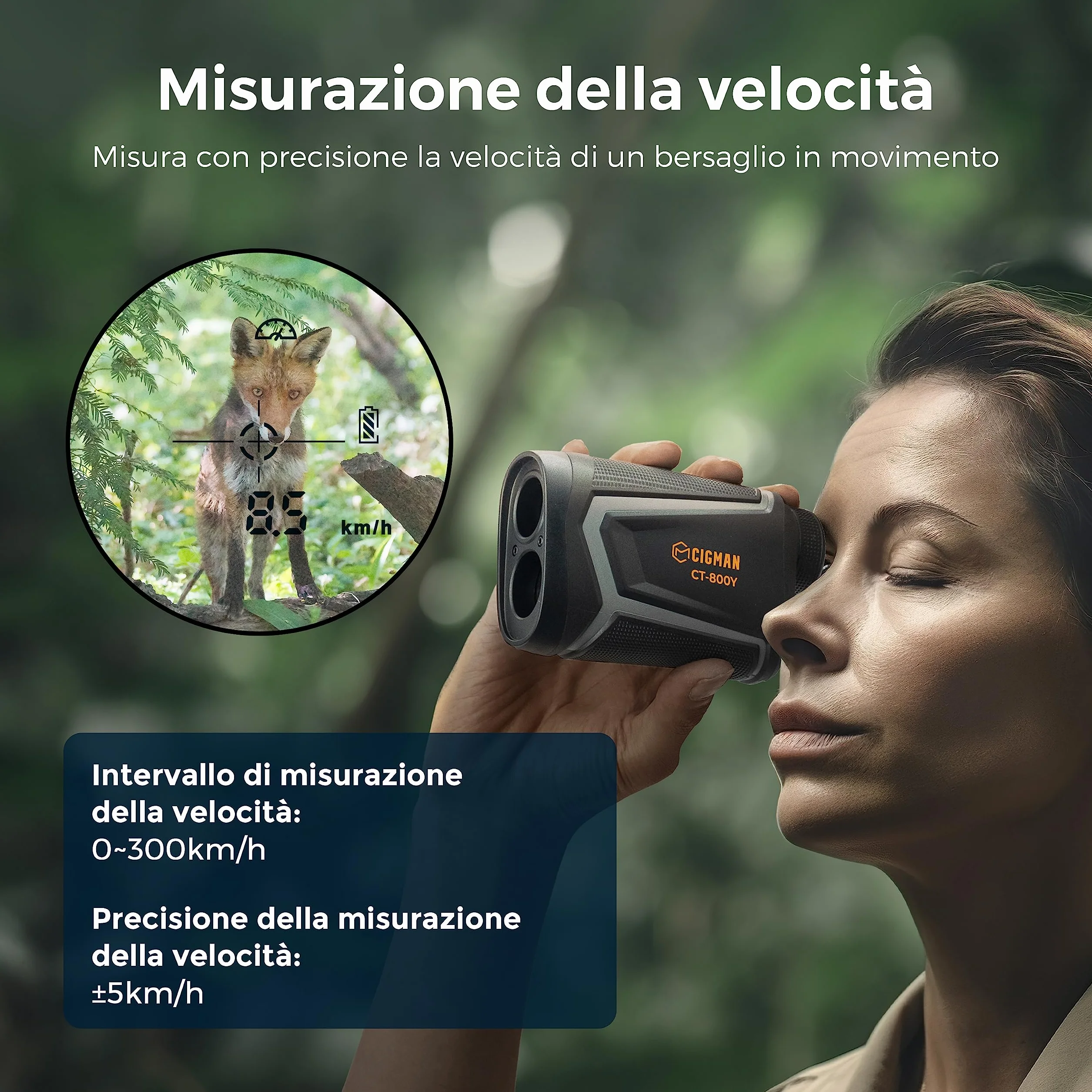 CIGMAN Telemetro Golf 800 Yards Laser Telemetro caccia con Pendenza,Ricaricabile via USB, Ingrandimento 7X, bloccaggio degli alberi bandiera, 7 modalità di misurazione della distanza, Caccia