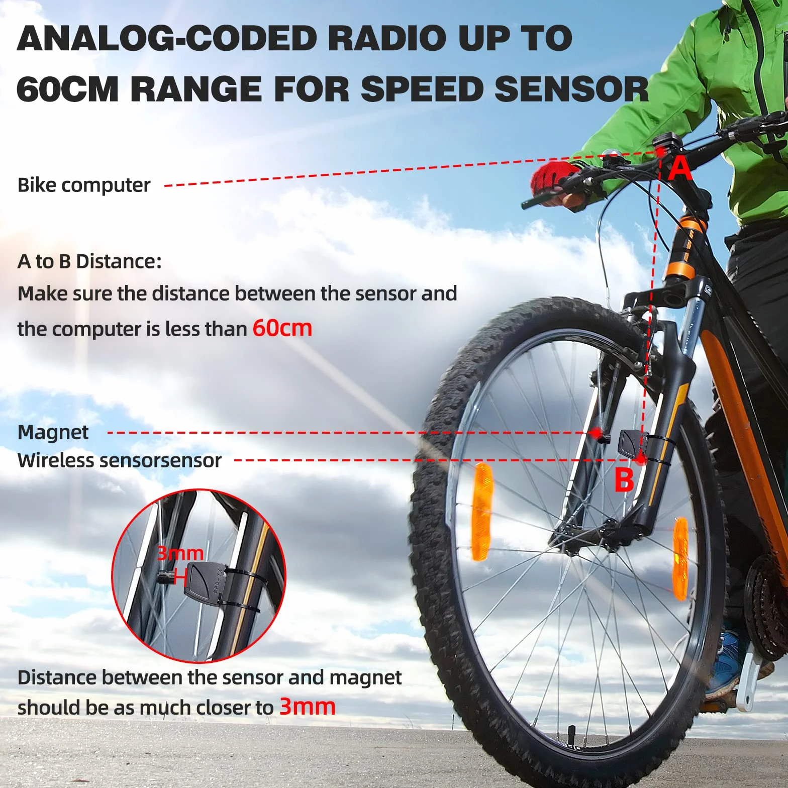 SPGOOD Contachilometri Bici Senza Fili, 19 Funzioni IP54 Impermeabile, Tachimetro con Display Retroilluminato