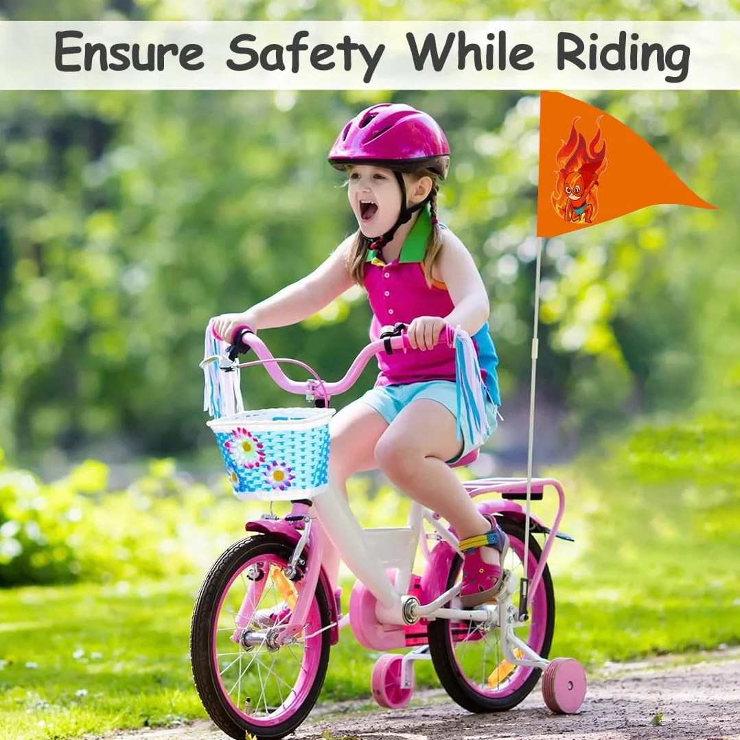 Bandiere Gagliardetto per Bicicletta, Bandierina di Sicurezza in Tela Antistrappo per Bambini, Accessori Bicicletta