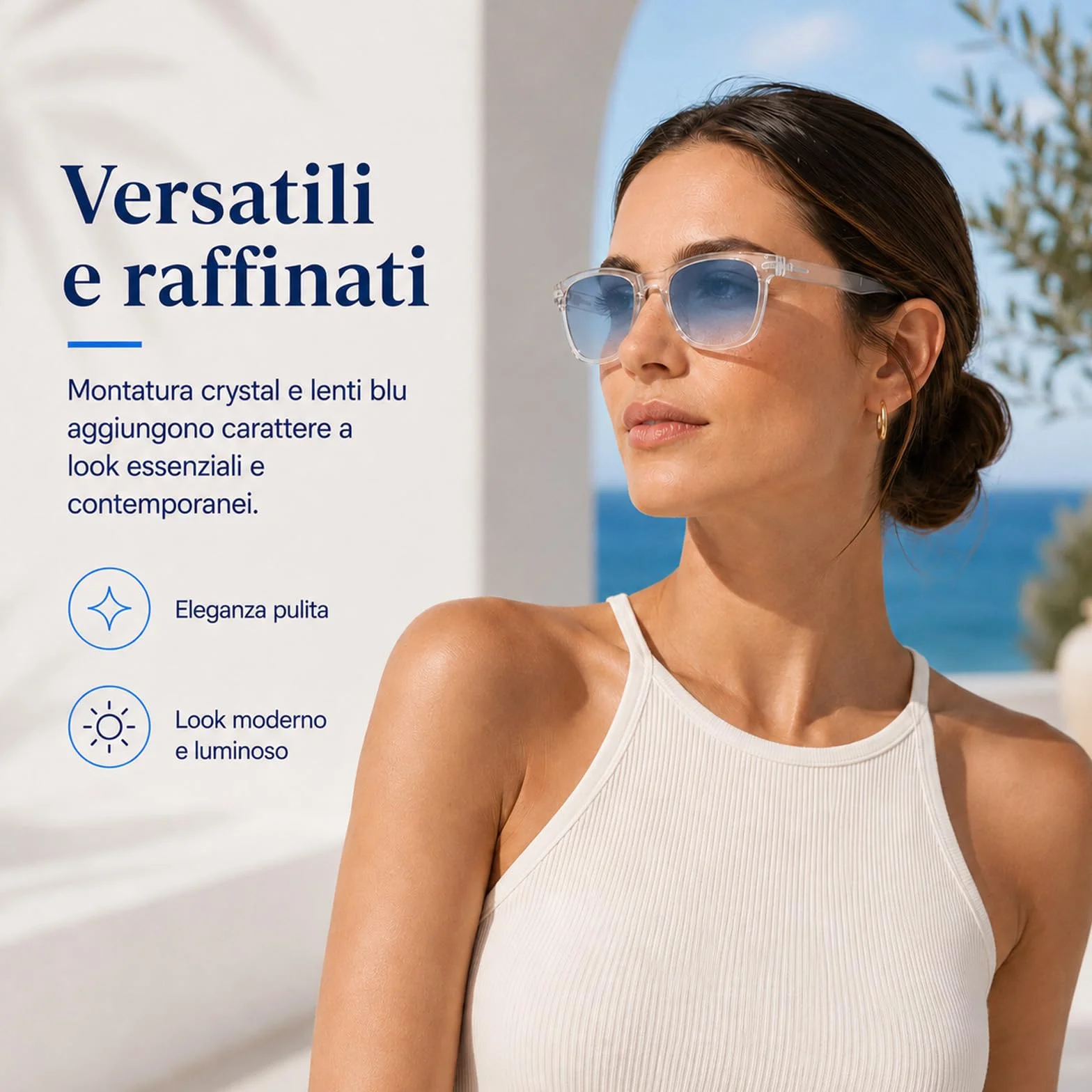 MarcoMoretti Occhiali da Sole UV400 Lenti Blu Unisex