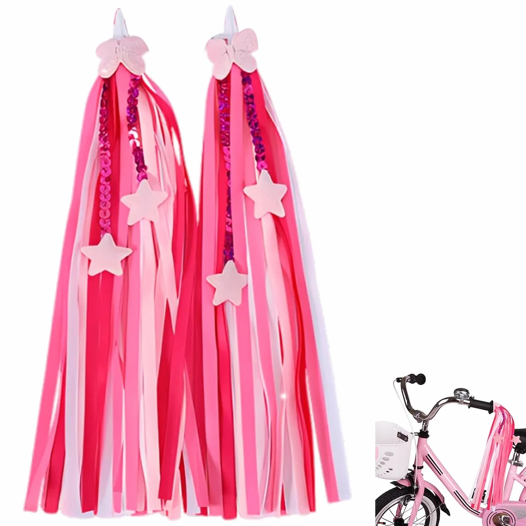 Nastri Manubrio per Bicicletta Bambini con Nastrini Decorativi e Fiocchi Colorati