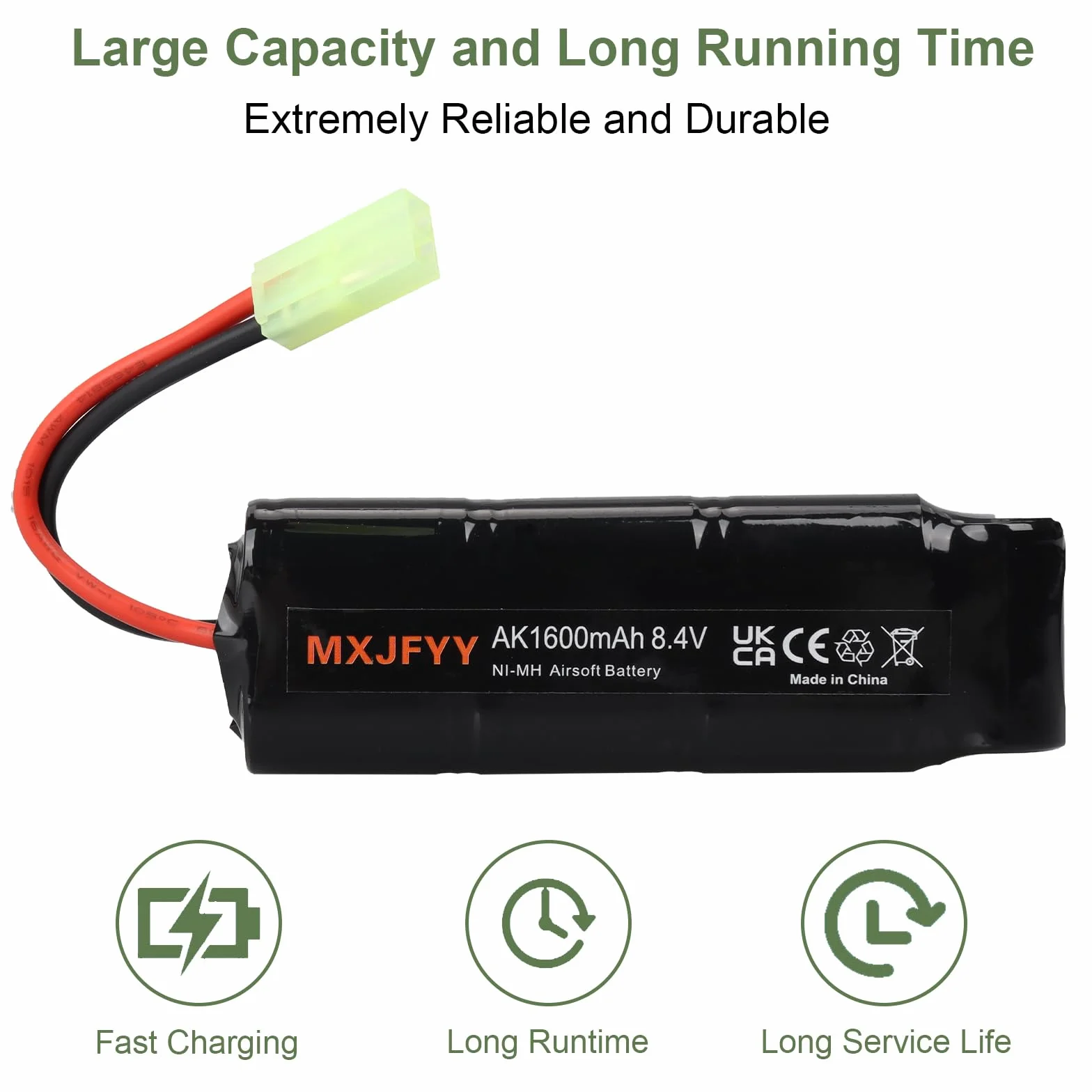 Batteria ricaricabile Airsoft 8.4V 1600mAh NiMH 7S per MP5 Scar M249