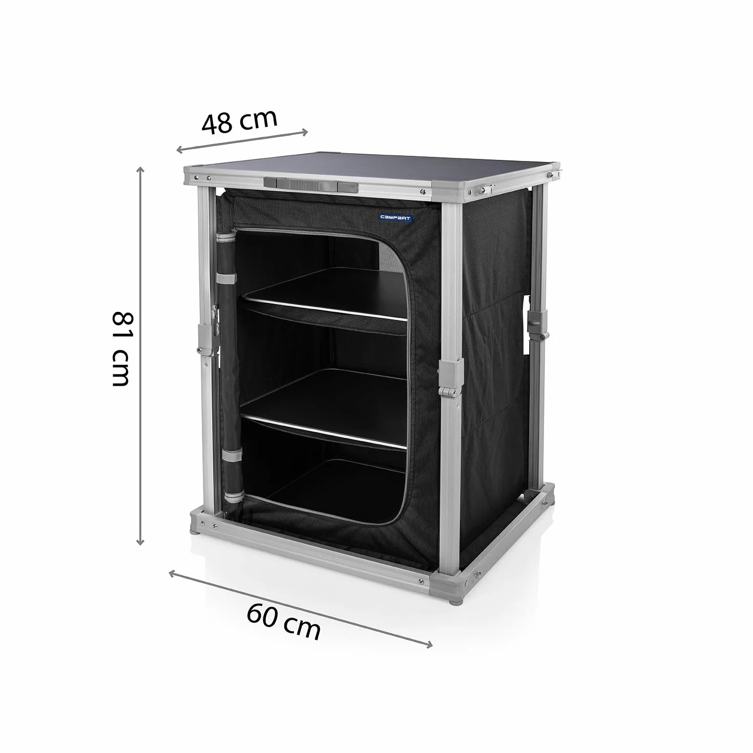 Campart Credenza da campeggio Bordeaux 3 ripiani pieghevole CU-0724