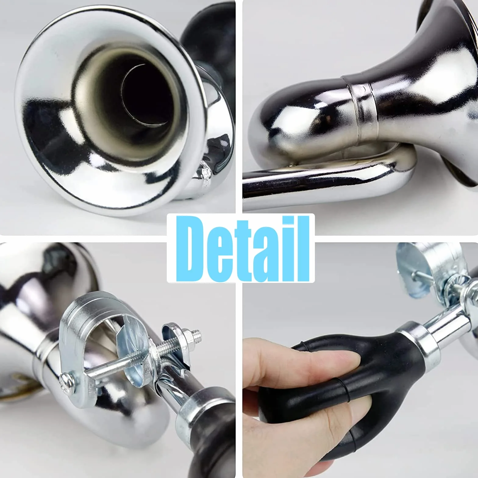 Clacson per Bicicletta in Metallo Retro Universale Argento Nero