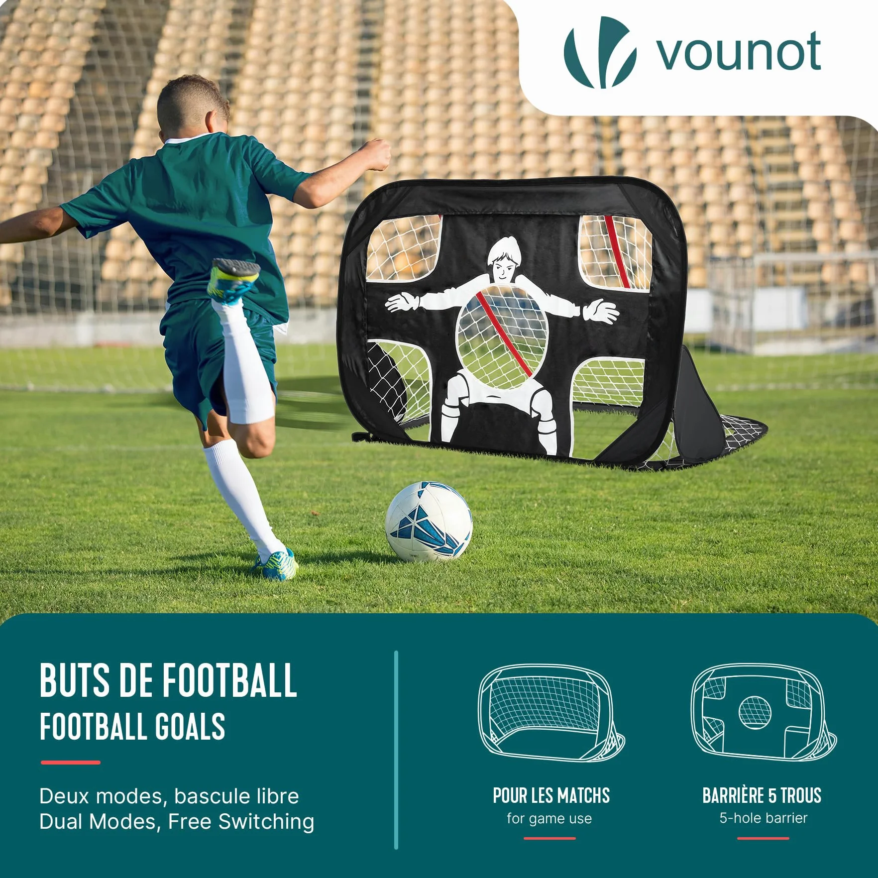 Set di 2 Porte da Calcio Pop Up Bambini 120×80×80 cm Pieghevole Portatile con Borsa