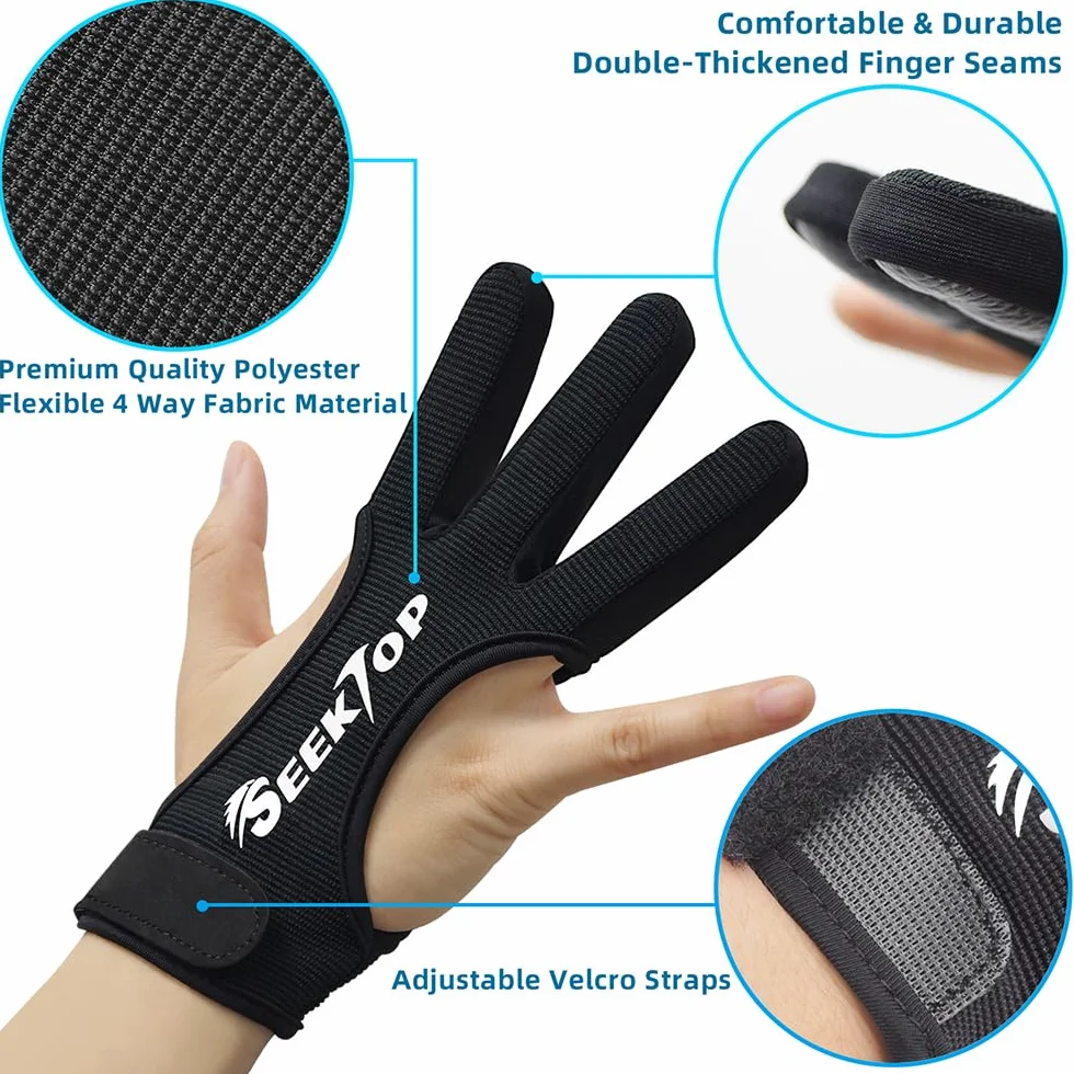 Seektop Archery Glove Three Finger Leather Shooting Gloves for Youth Adult