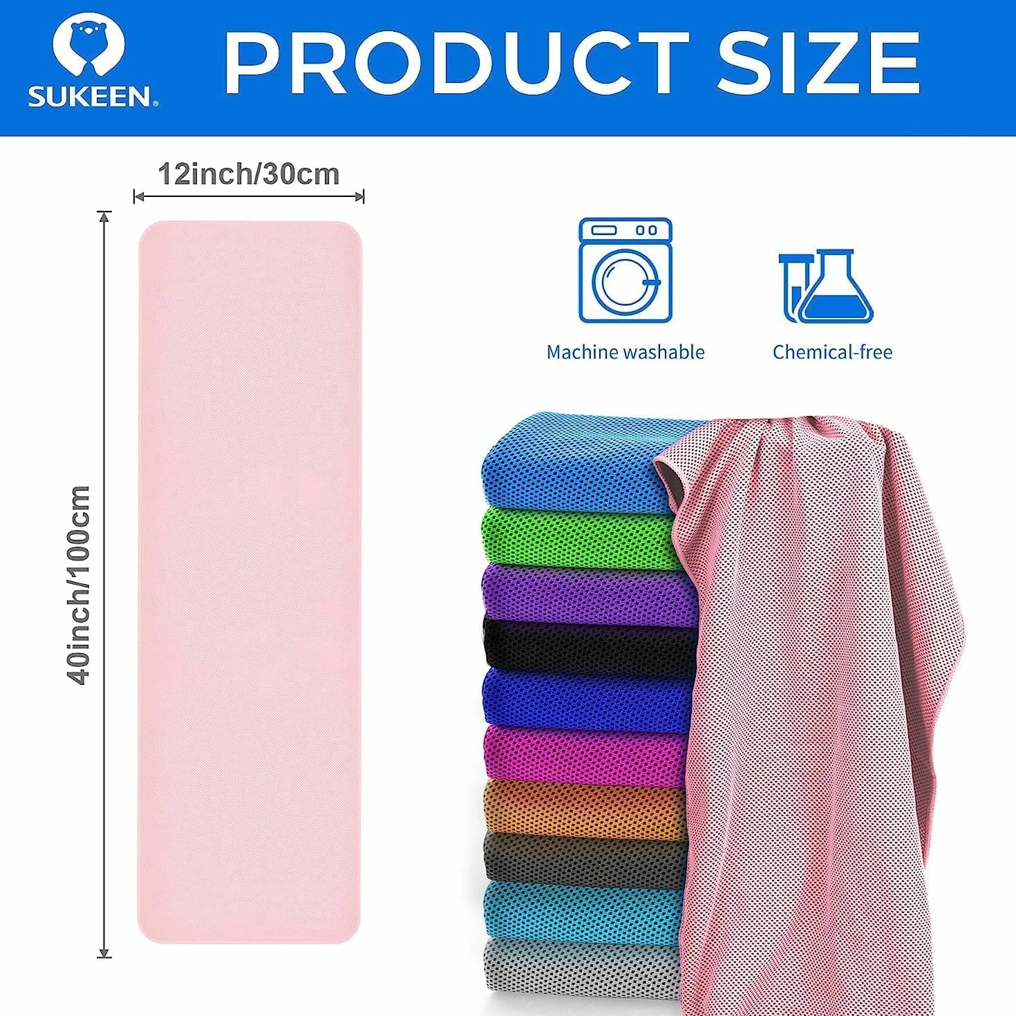 Sukeen Asciugamani Rinfrescanti 4 Pezzi 101x30,5 cm per Collo Sollievo Istantaneo Morbidi Traspiranti Yoga Golf
