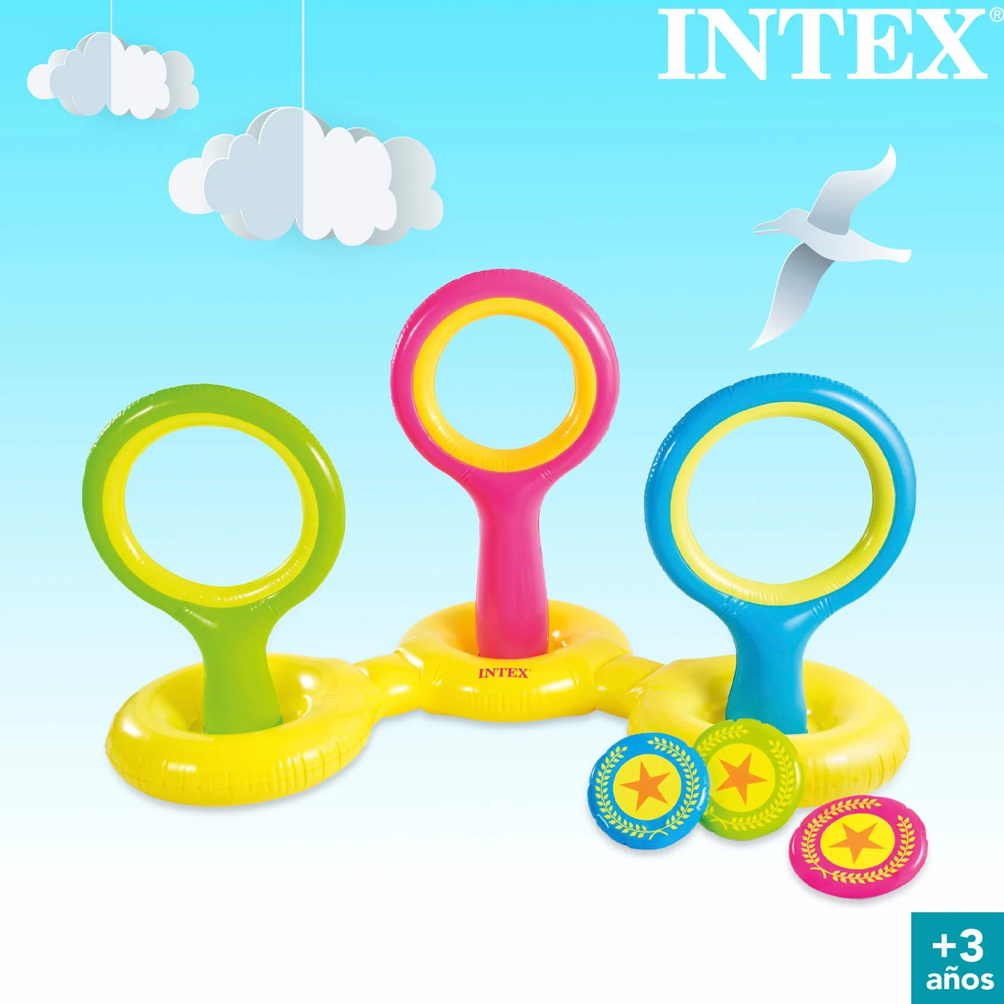 Intex 57510NP Gioco Del Disco Gonfiabile Galleggiante Vinile Multicolore 178x102x104 cm