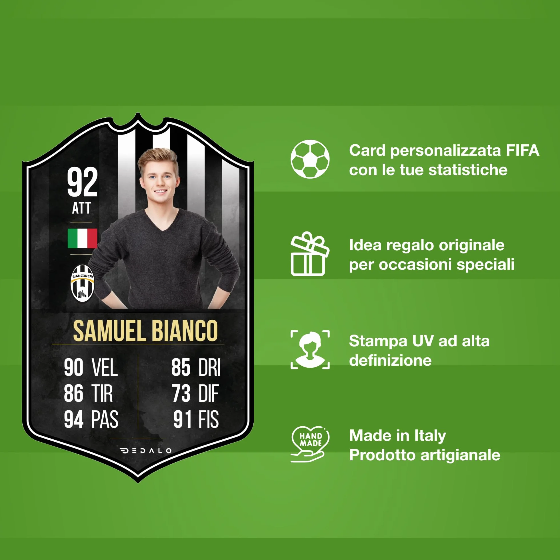 Card Calciatore Personalizzata Stile FUT con Foto Scudetto Statistiche Regalo Calcio