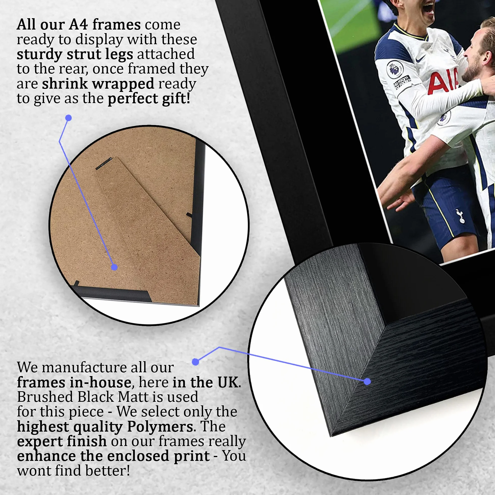 Harry Kane & Son Heung-min Autografata Foto A4 Cornice Regalo Calcio