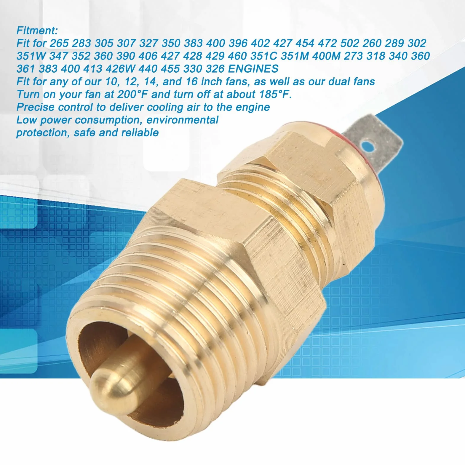 Interruttore Temperatura Motore Auto Termostato Ventola Raffreddamento Radiatore Filettatura NPT 3/8 Pollice 185-200
