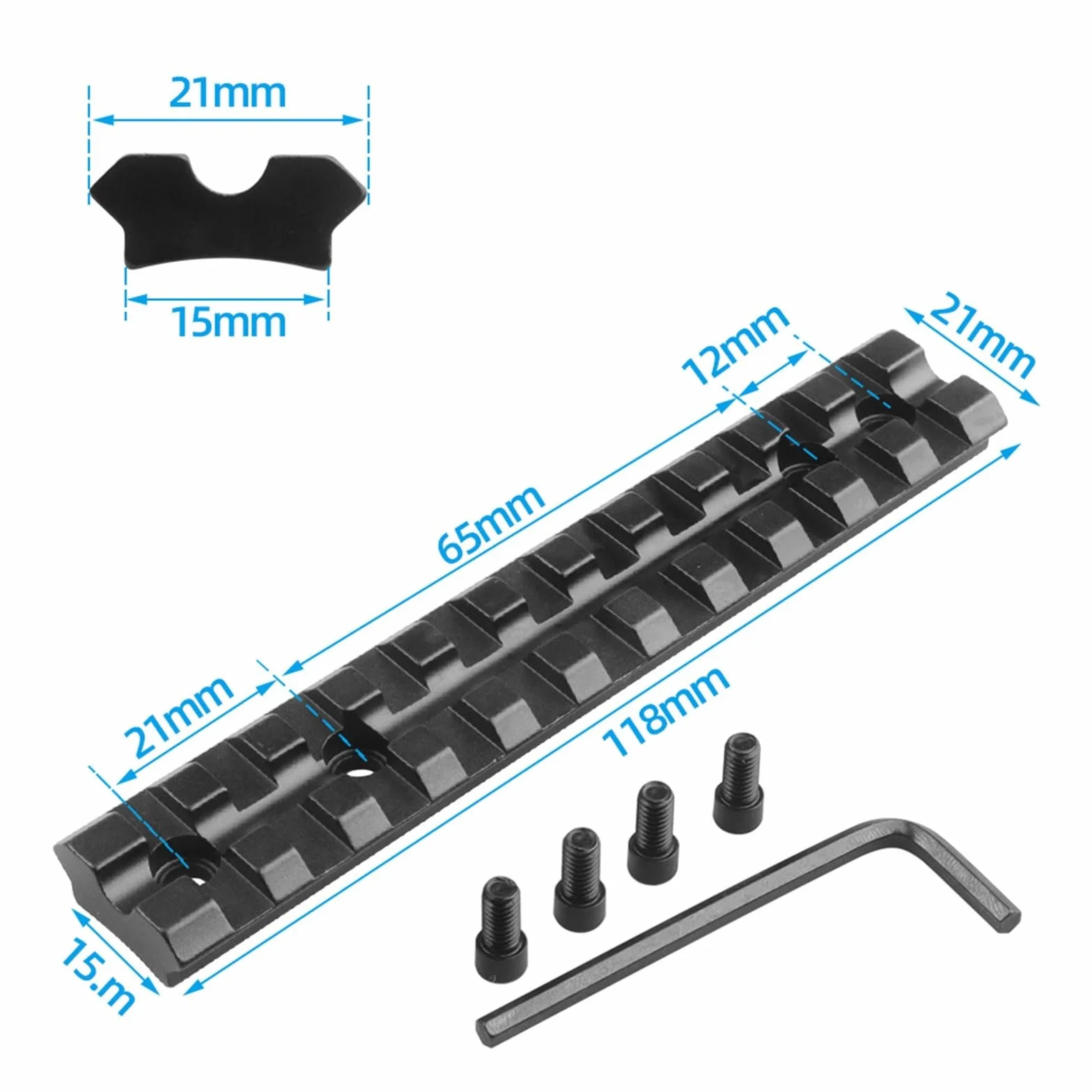 Profilo Basso Lega di Alluminio Picatinny Monte Ferroviaria per Supporti 10/22, 11 Slot Binario Tattico
