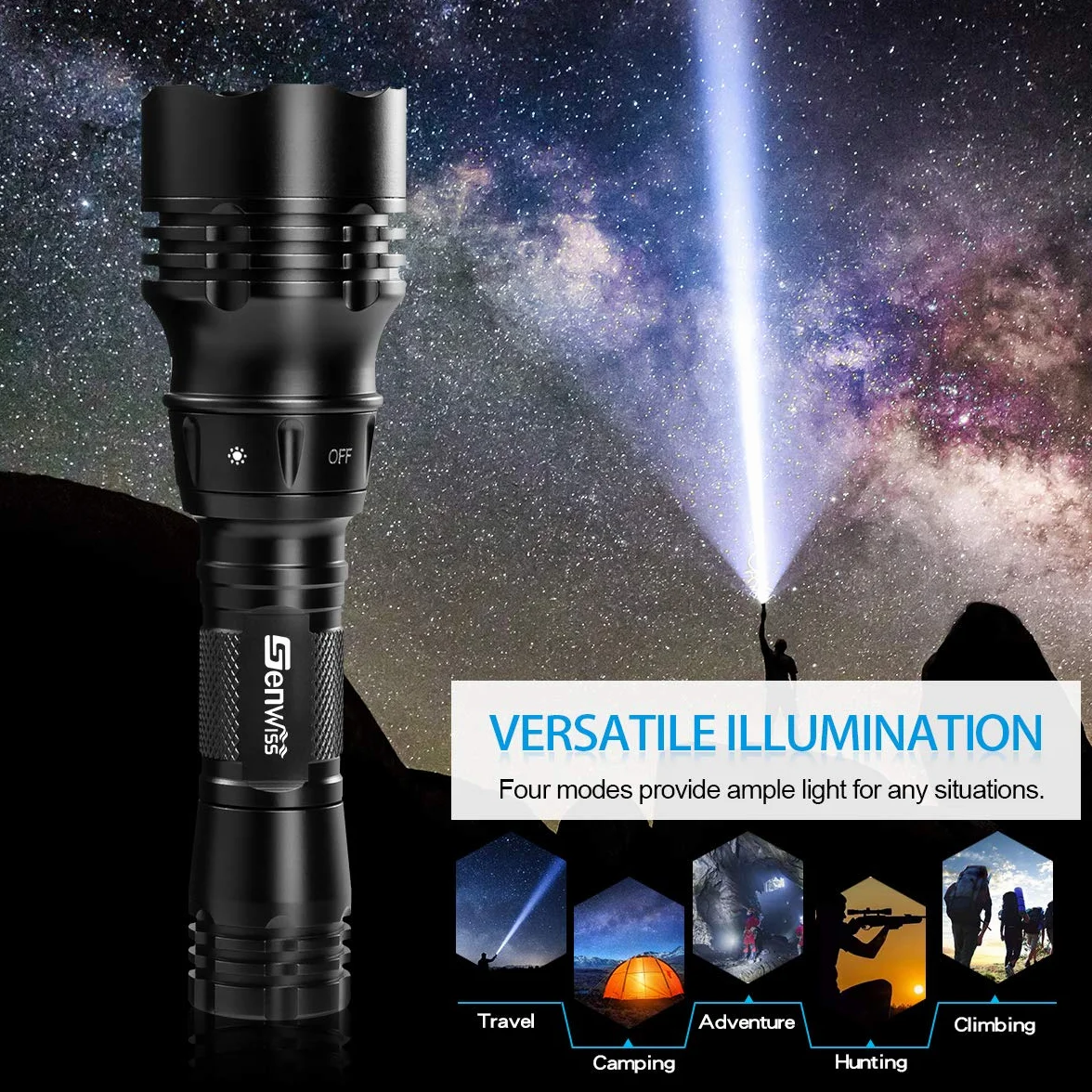 Torcia Subacquea Ricaricabile 2000 Lumen LED Impermeabile 80m