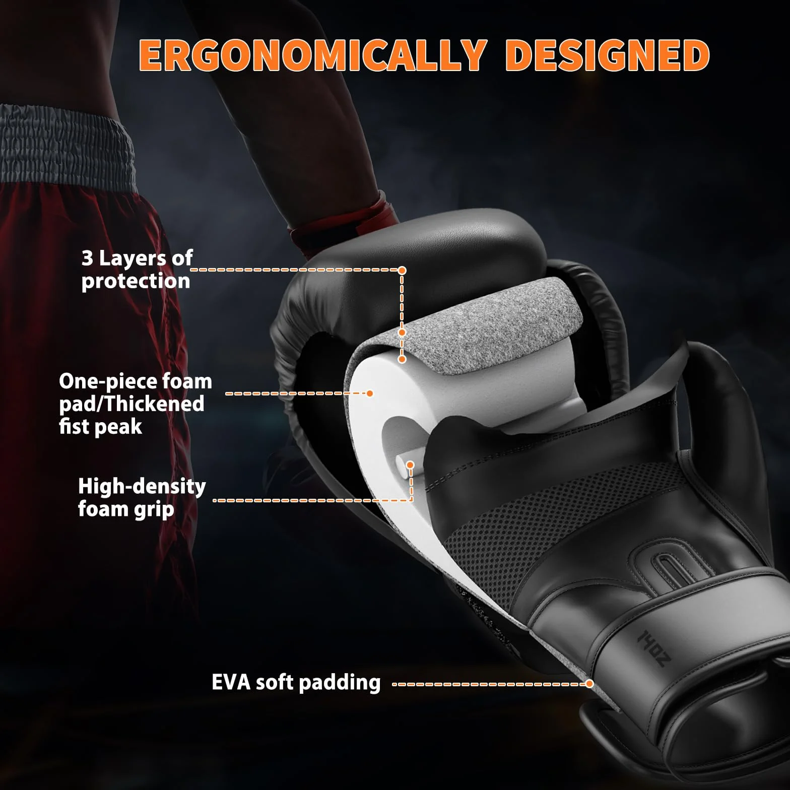 Dripex Guantoni da Boxe in Pelle PU 8oz 10oz 12oz 14oz 16oz per Allenamento Muay Thai MMA