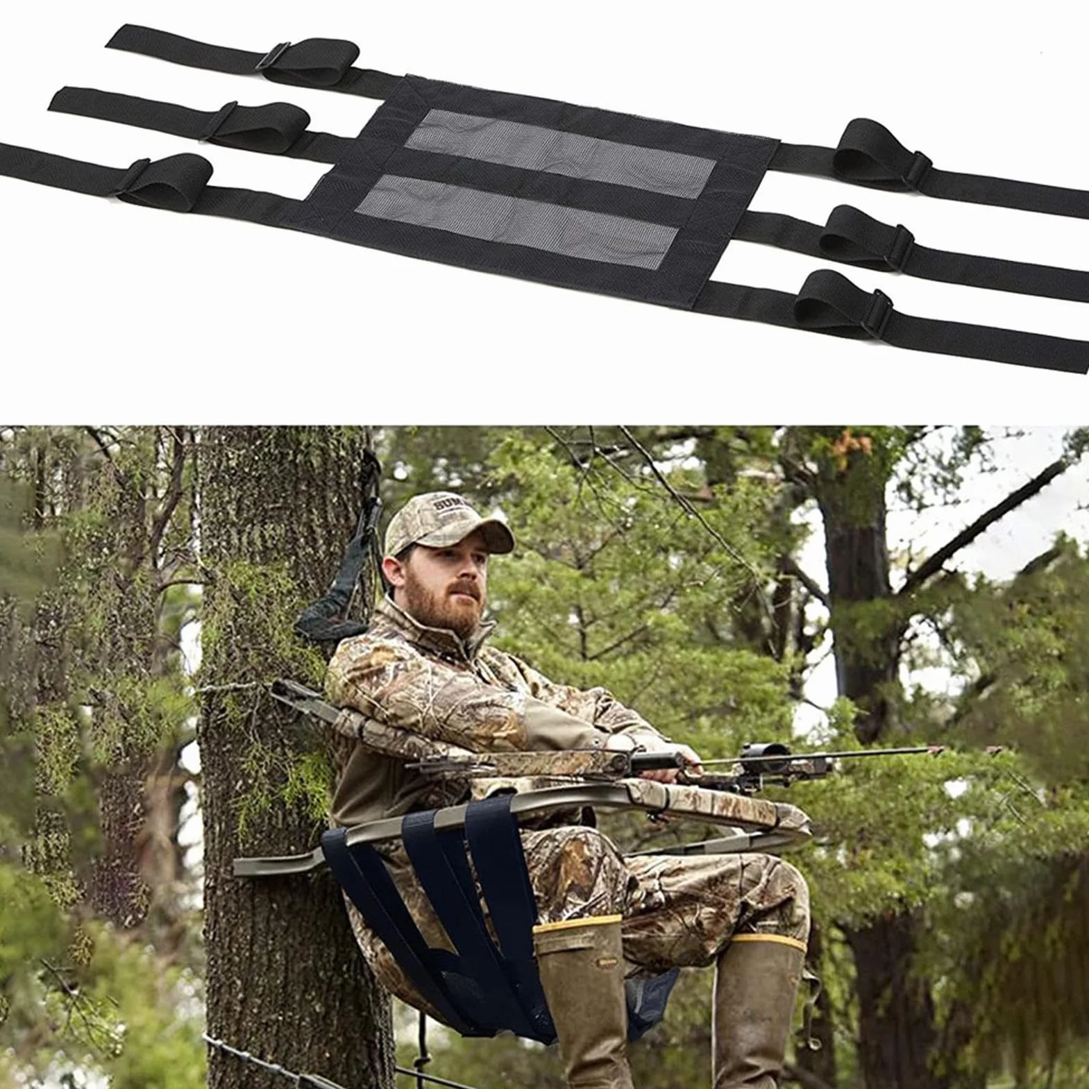Sedile da arrampicata regolabile con supporto per albero – Fibbie autobloccanti