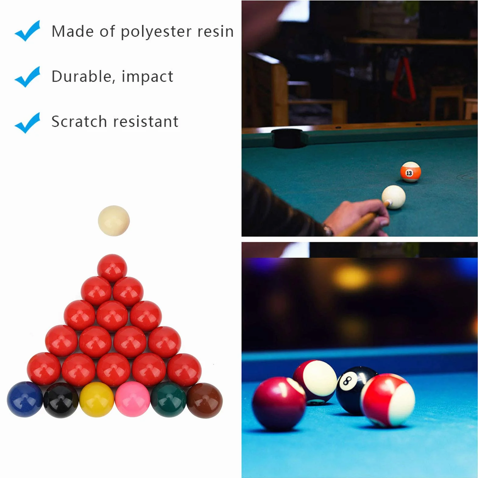 Palline da Biliardo 22 Pezzi 52.2mm Resina Polvere di Calce