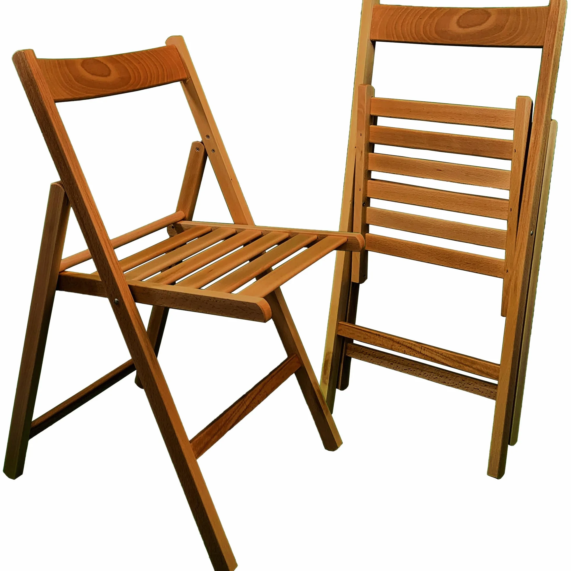 Sicignano Set 2 Sedie Pieghevoli in Legno di Faggio Noce 43x49x79h cm Made in Italy