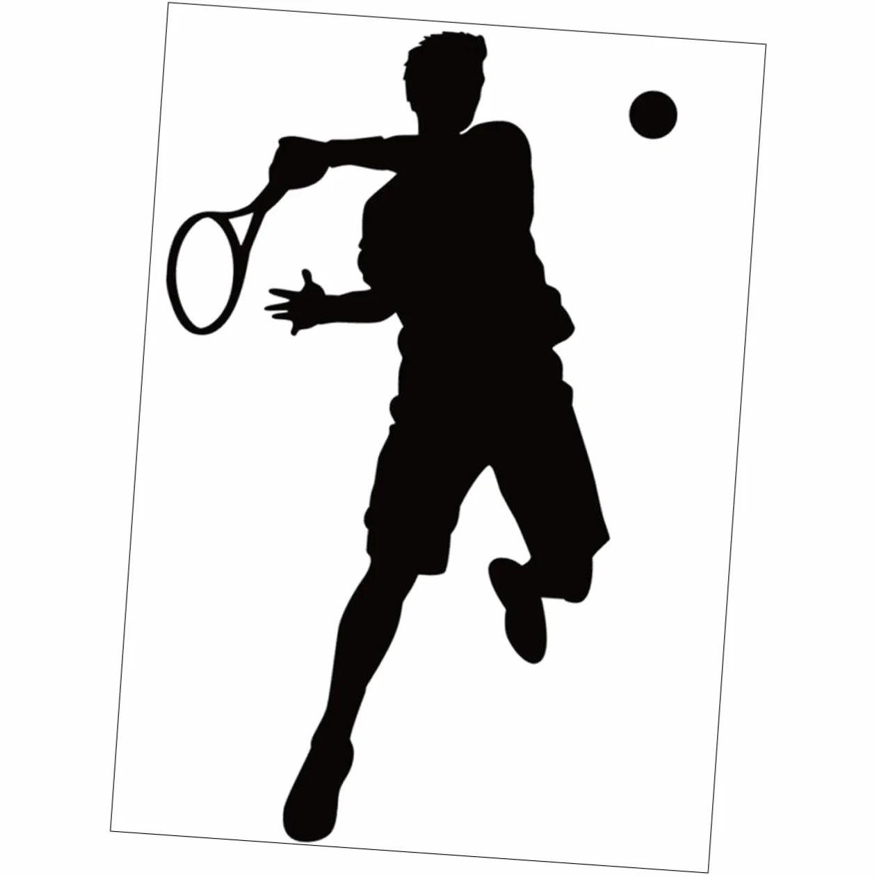 Adesivo Murale Sportivo Autoadesivo in Pvc Nero Giocatore di Tennis per Cameretta Palestra