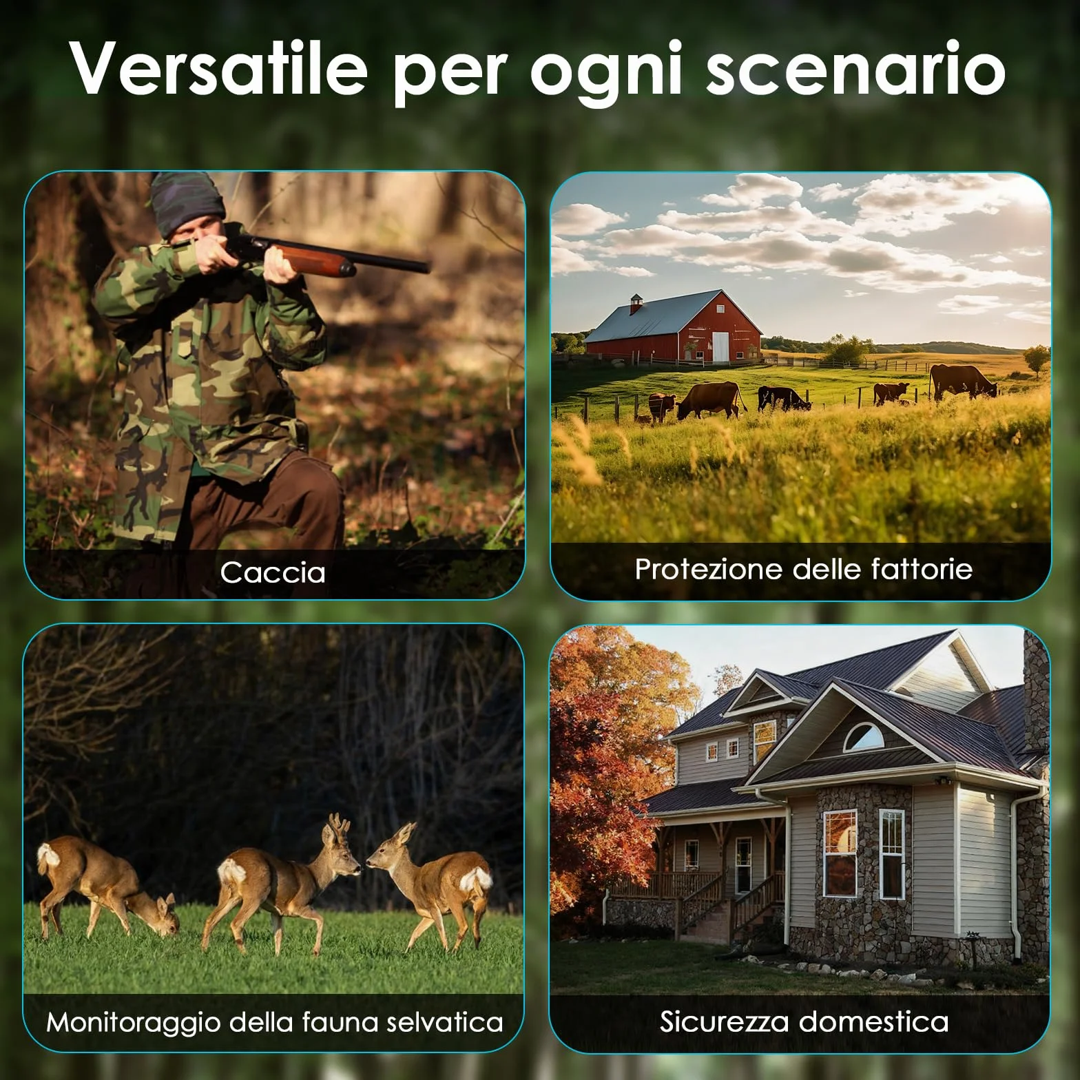 WOLFANG Fototrappola 4G con SIM 2K 48MP HD Fotocamera Caccia Infrarossi Rilevatore Movimento Visione Notturna IP66 Impermeabile