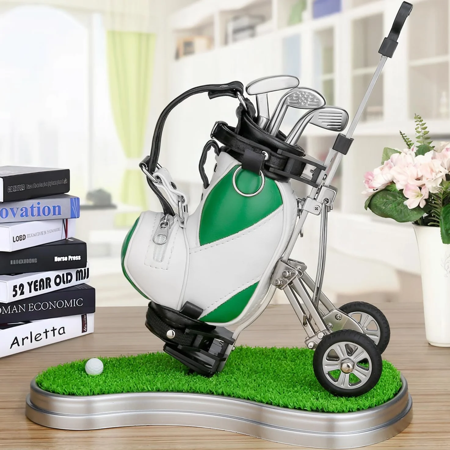 Golf Portapenne 3 Pezzi Club Penne Set Desk Decor Regali Uomini, Verde Bianco