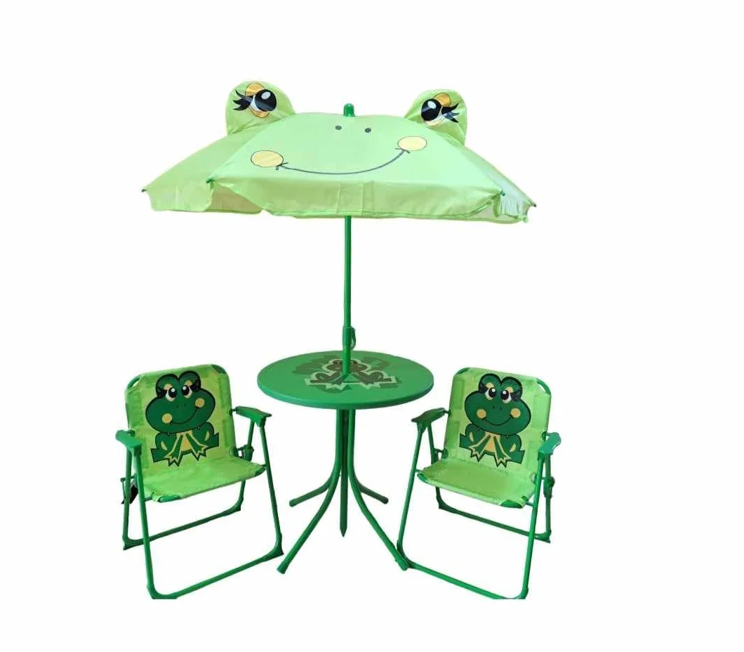 Tavolo da Giardino con 2 Sedie Pieghevoli e Ombrellone per Bambini