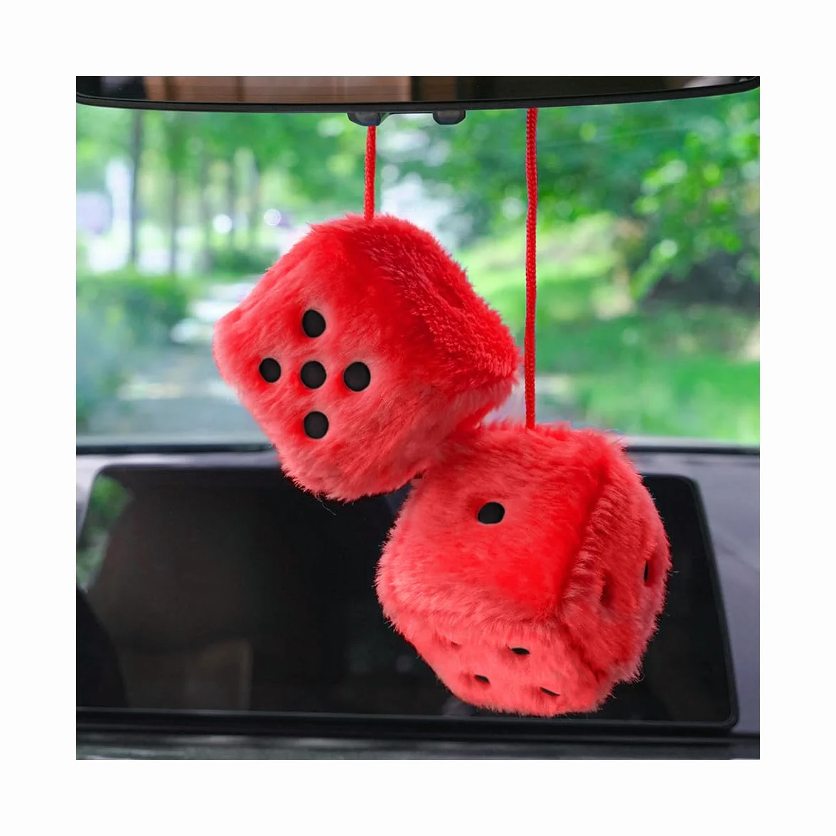 JNNJ Dadi Pelosi, Dadi Pelosi Da Appendere per Auto, Cubo Di Peluche per Auto, Dadi Da Appendere Specchietto Retrovisore Decorazione, Per Interni Auto, Pareti, Superficie Frigorifero(Rosso)