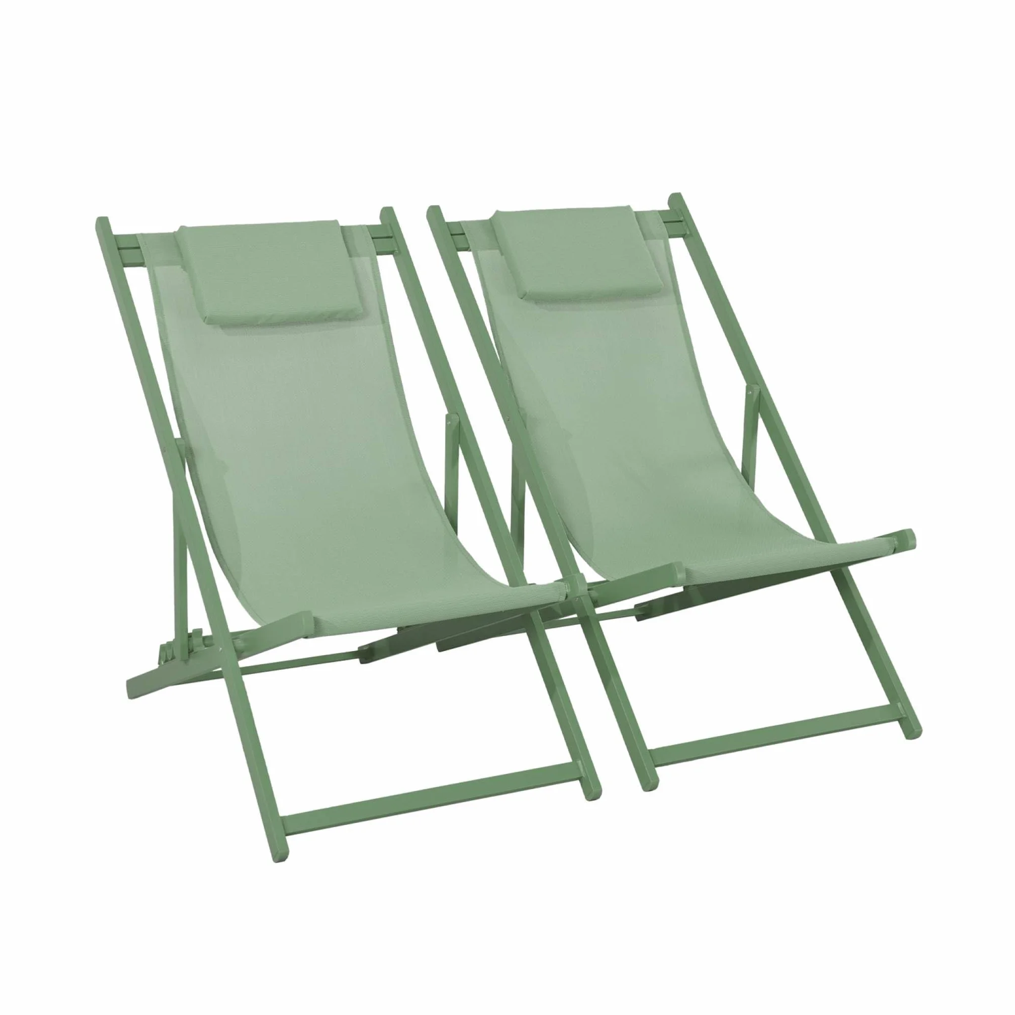Set 2 sedie sdraio in alluminio textilene multiposizione Verde - 99x88.5x58 cm