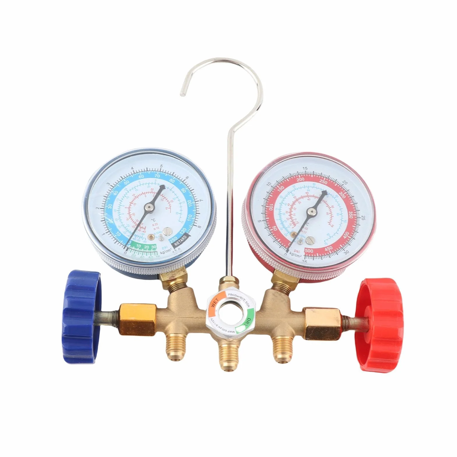 Set di misuratori diagnostici a 3 vie A/C, strumenti di condizionamento del refrigerante Set di misuratori diagnostici CA con kit tubo e gancio