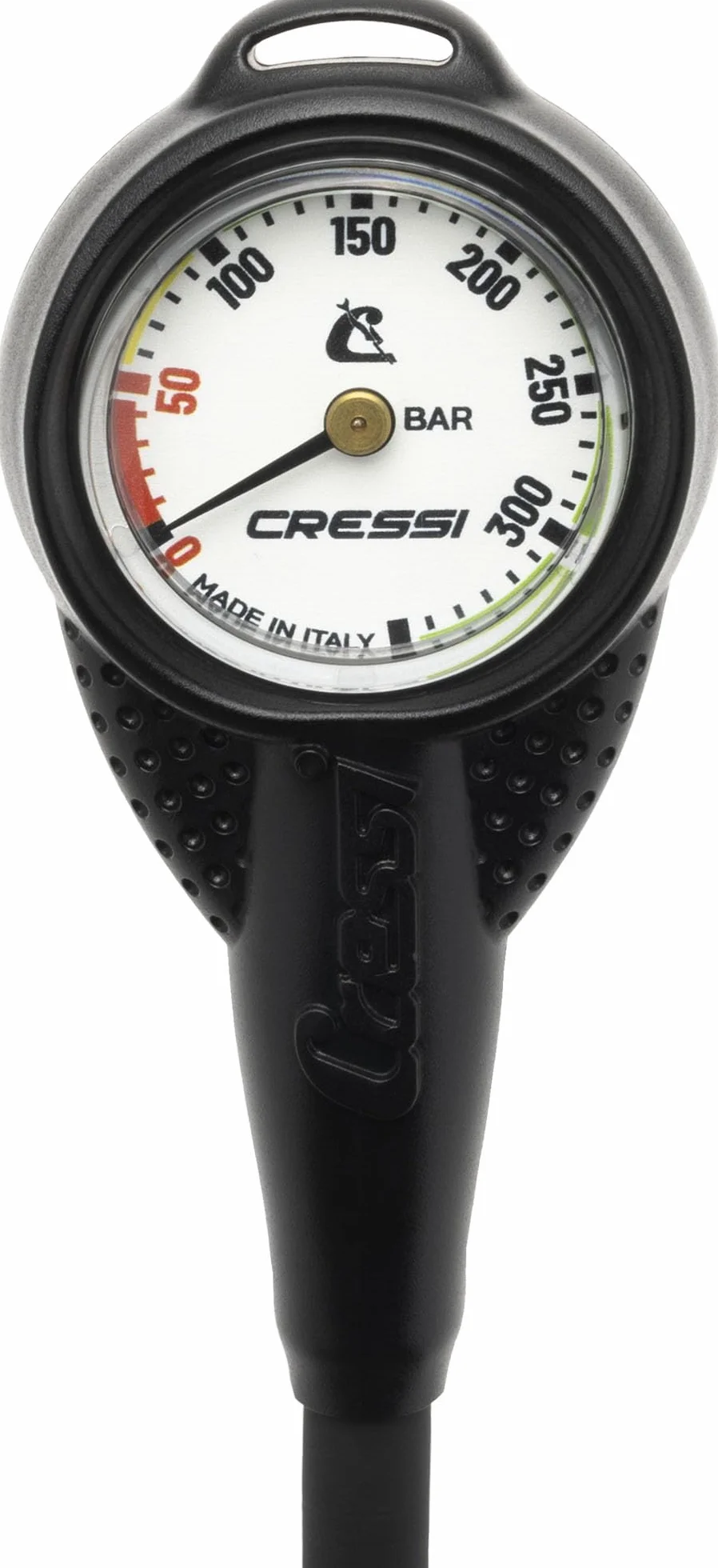 Cressi Mini SPG W/Rubber Housing Vale 300 C White (Bar) - Mini Manometro con Guscio in Gomma e Frusta HP, Bianco, Taglia Unica, Unisex