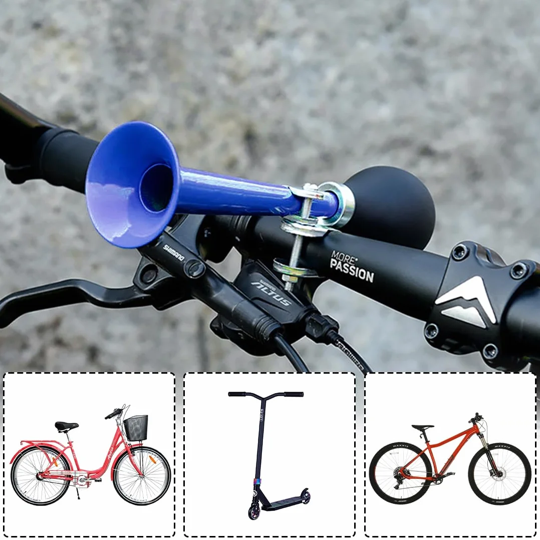 Campanella Bici Trombetta in Metallo Clacson Ad Aria con Morsetto Regolabile 3 Pezzi