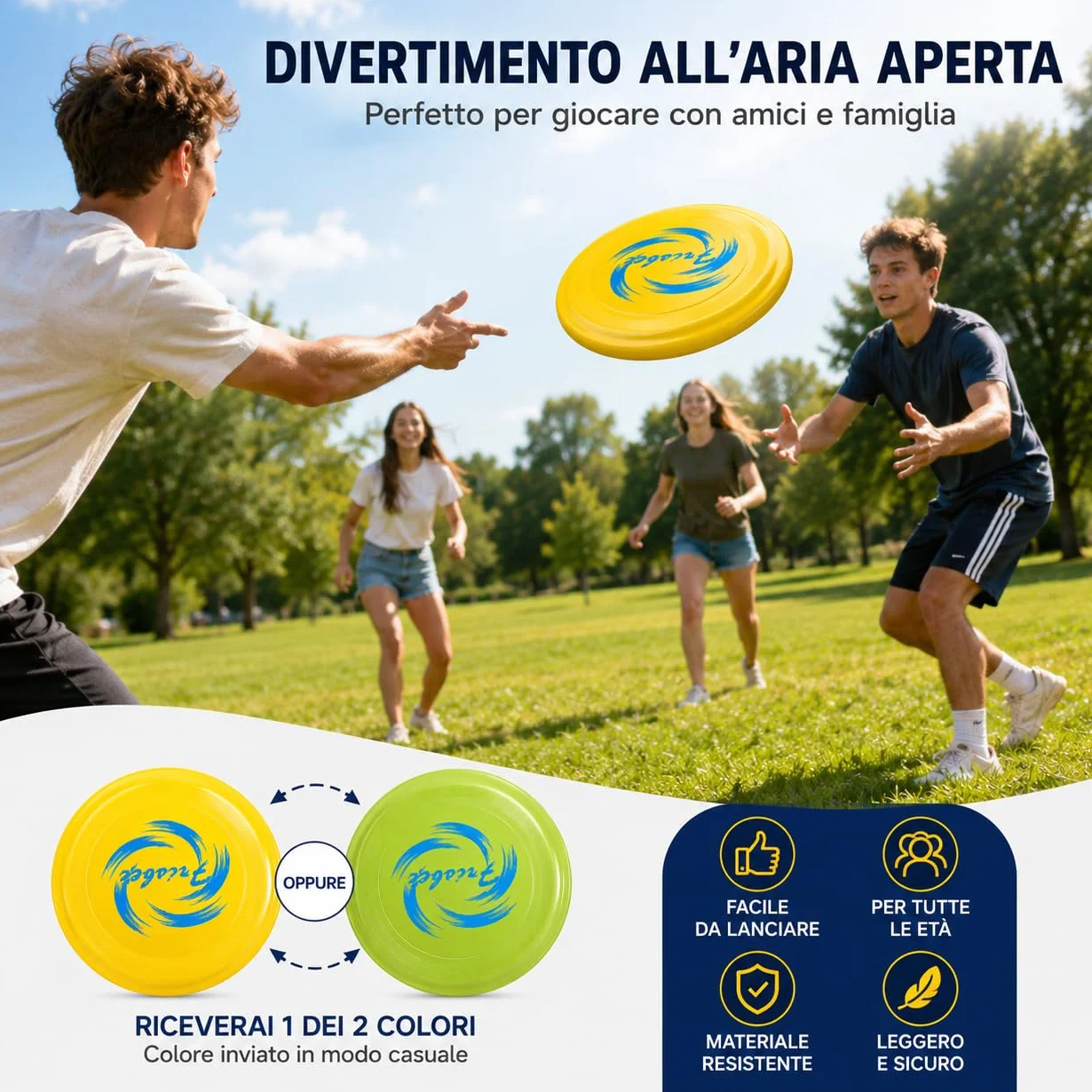 Disco Volante Frisbee 23cm per Giochi all'Aria Aperta, 1 Pezzo