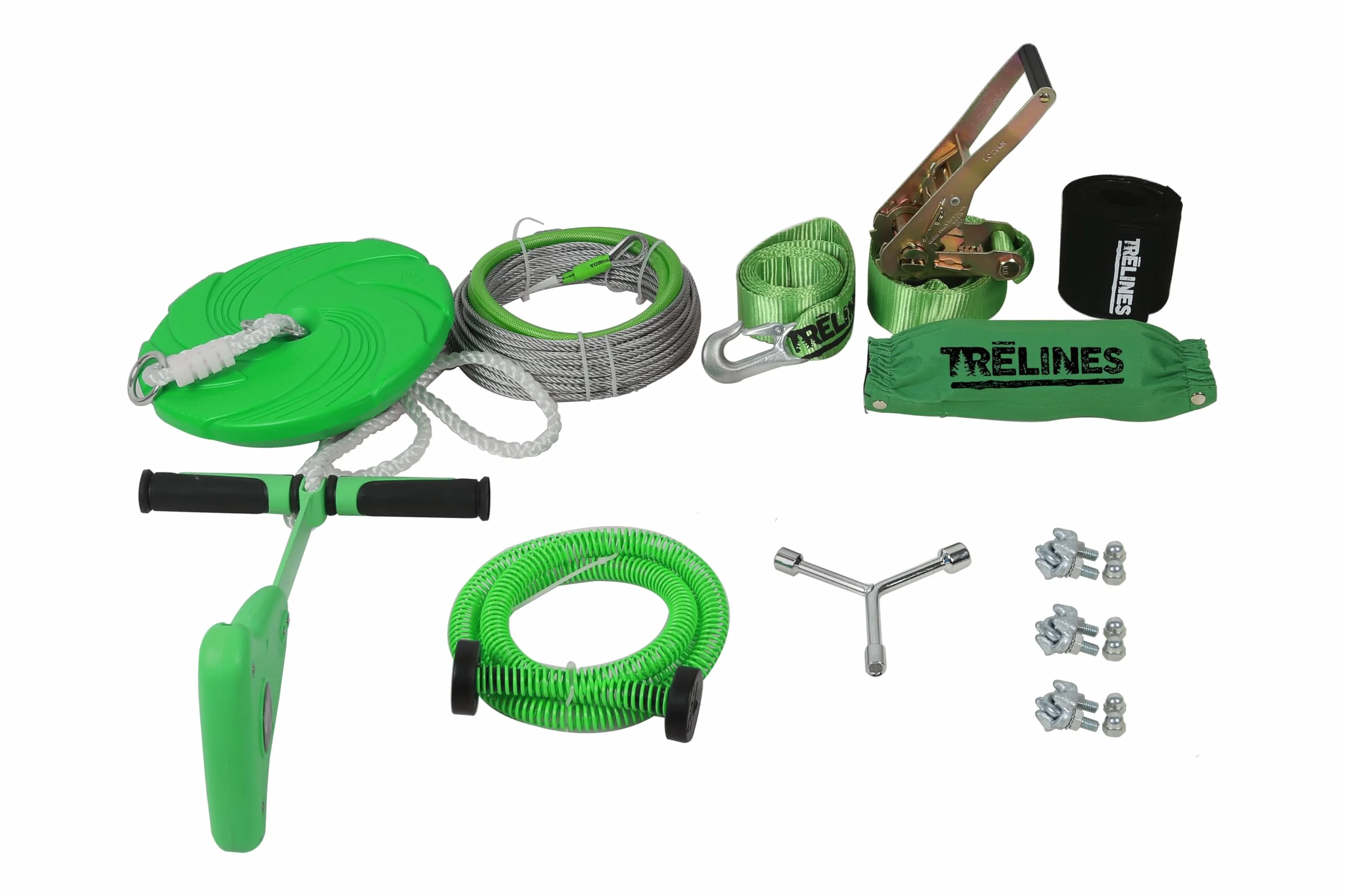 Treline Zipline 30m Montaggio Rapido Carrucola di Sicurezza Kit Installazione Rapida