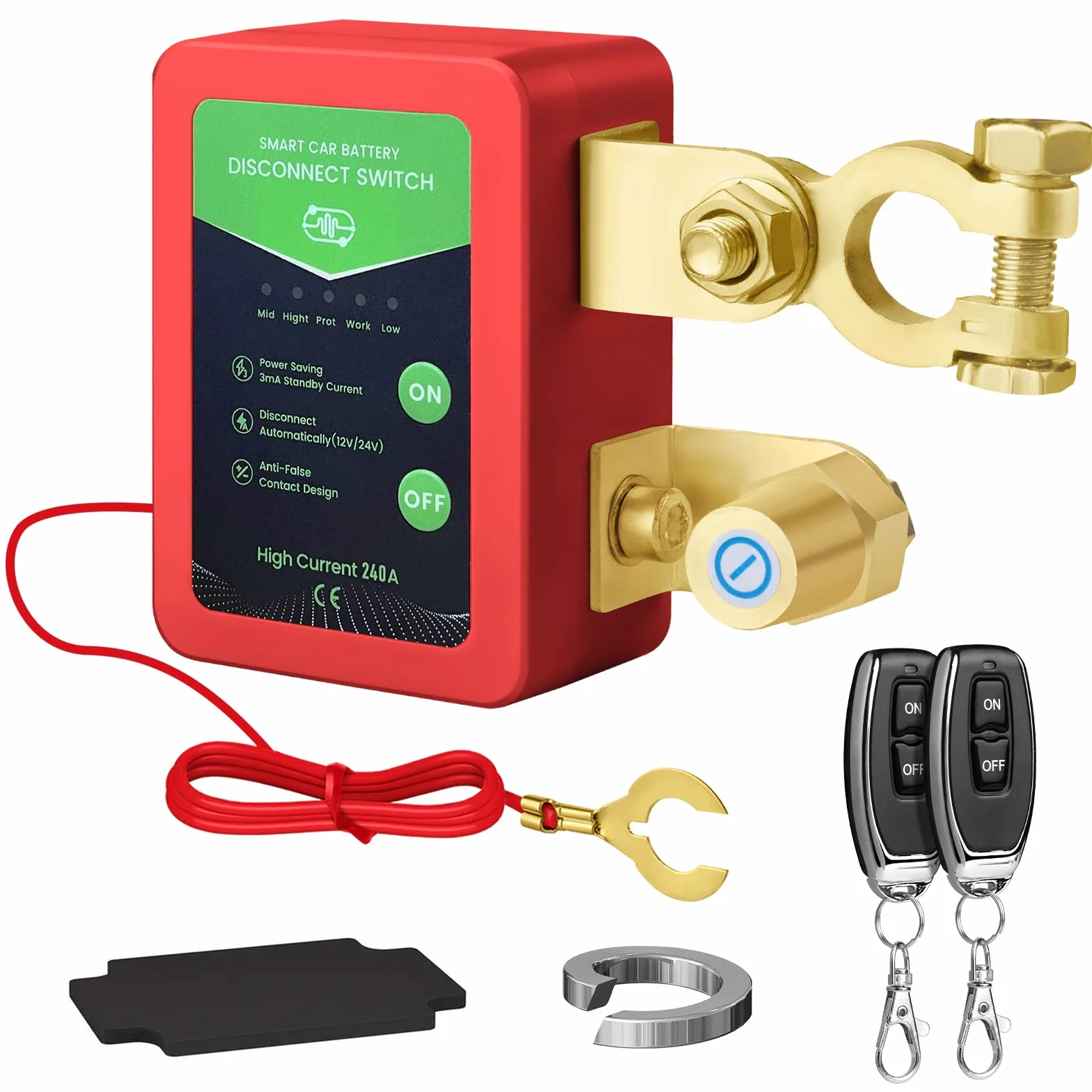Stacca Batteria per Auto 12V 240A, Interruttore di Isolamento della Batteria Staccabatteria Automatico Antifurto Auto Senza Fili con Telecomando per Auto RV ATV Camion Barca Trattore