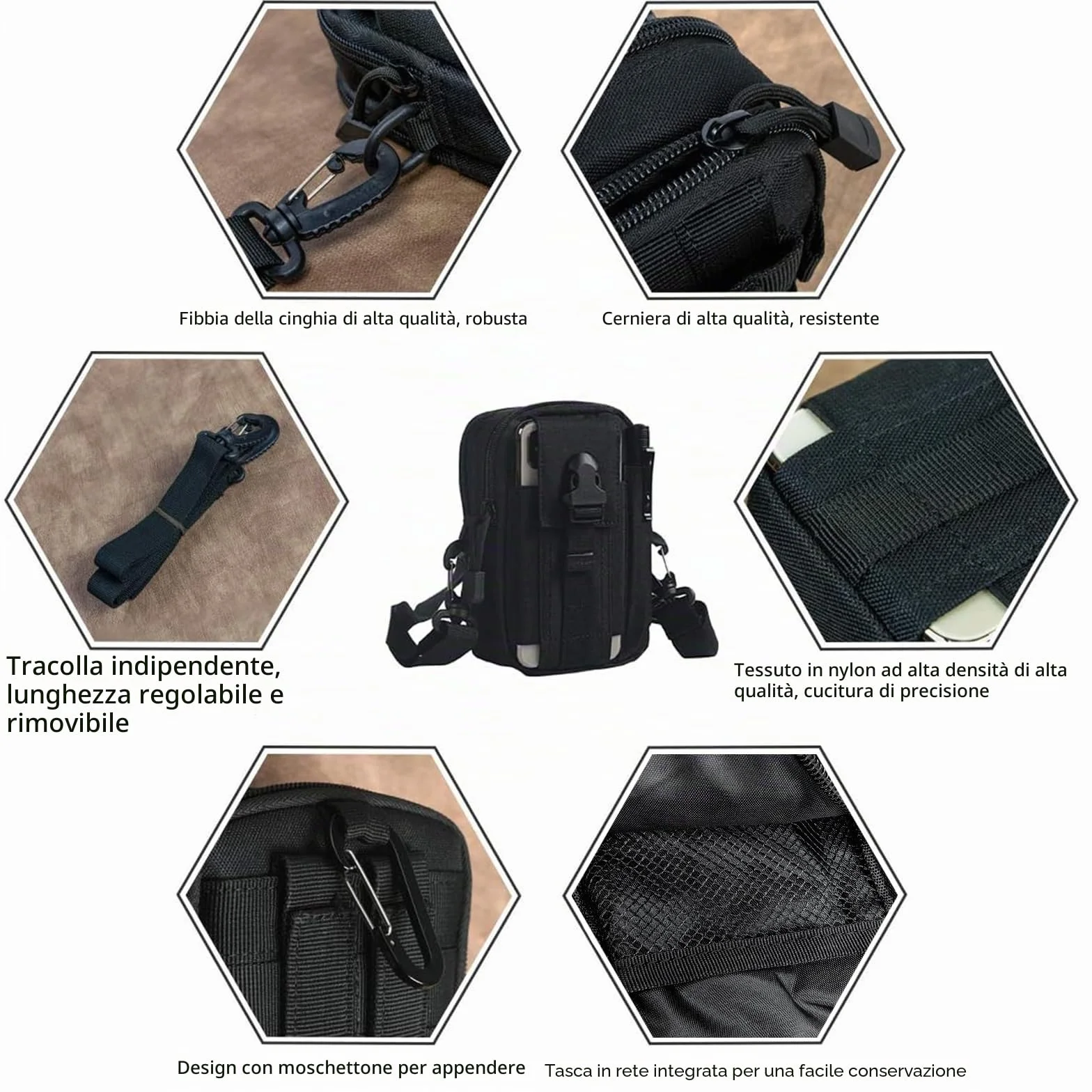 Flintronic Tattico Marsupio Sportivo Borsello 1000D Nylon Multifunzione Campeggio