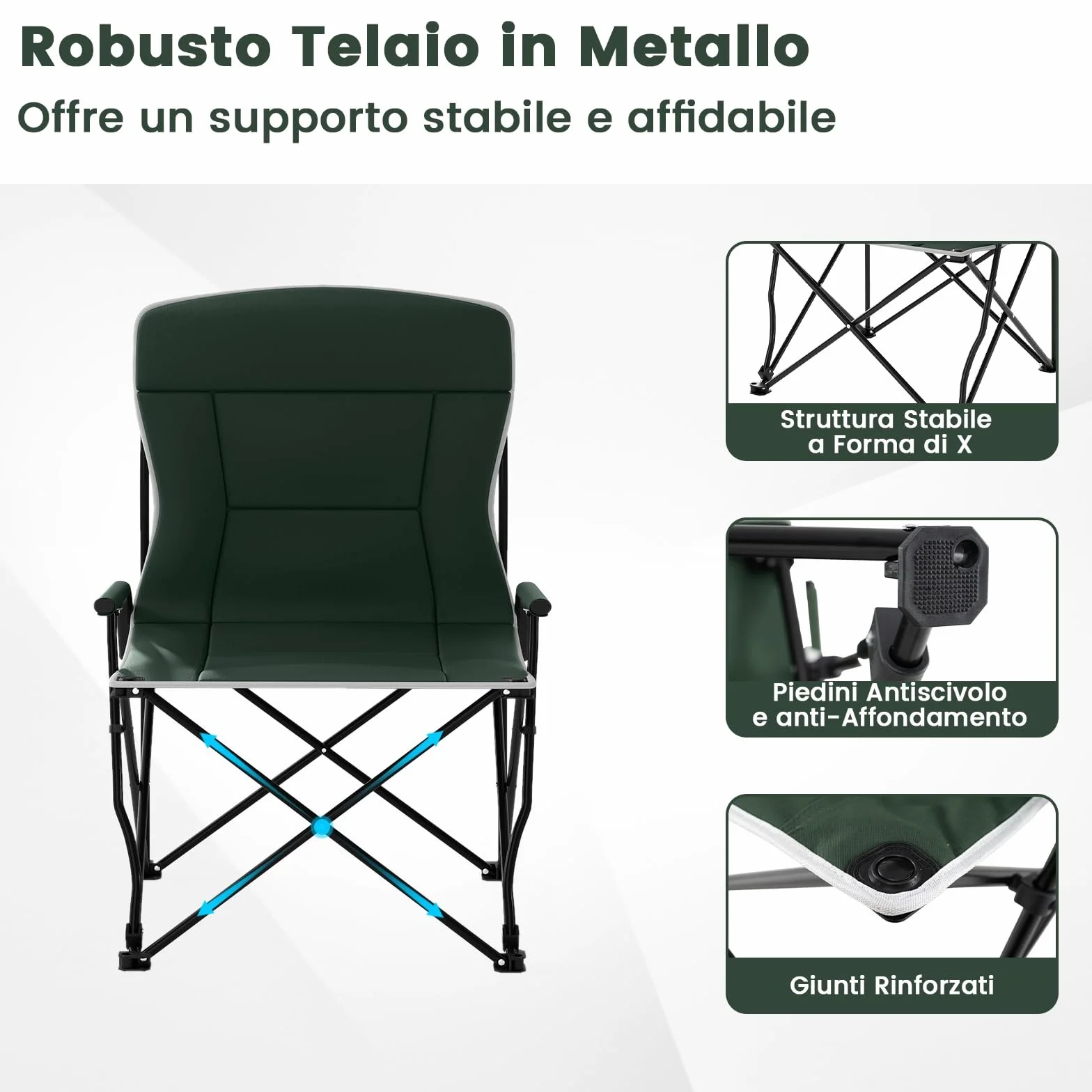 COSTWAY Sedia da Campeggio con Ombrello Regolabile, Portata 160 kg