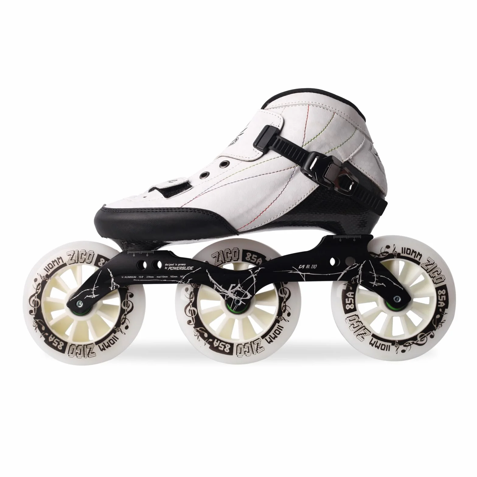 Carbonio Pattini In Linea Veloci Professionali Ruote 110mm 3-Wheel Bianco