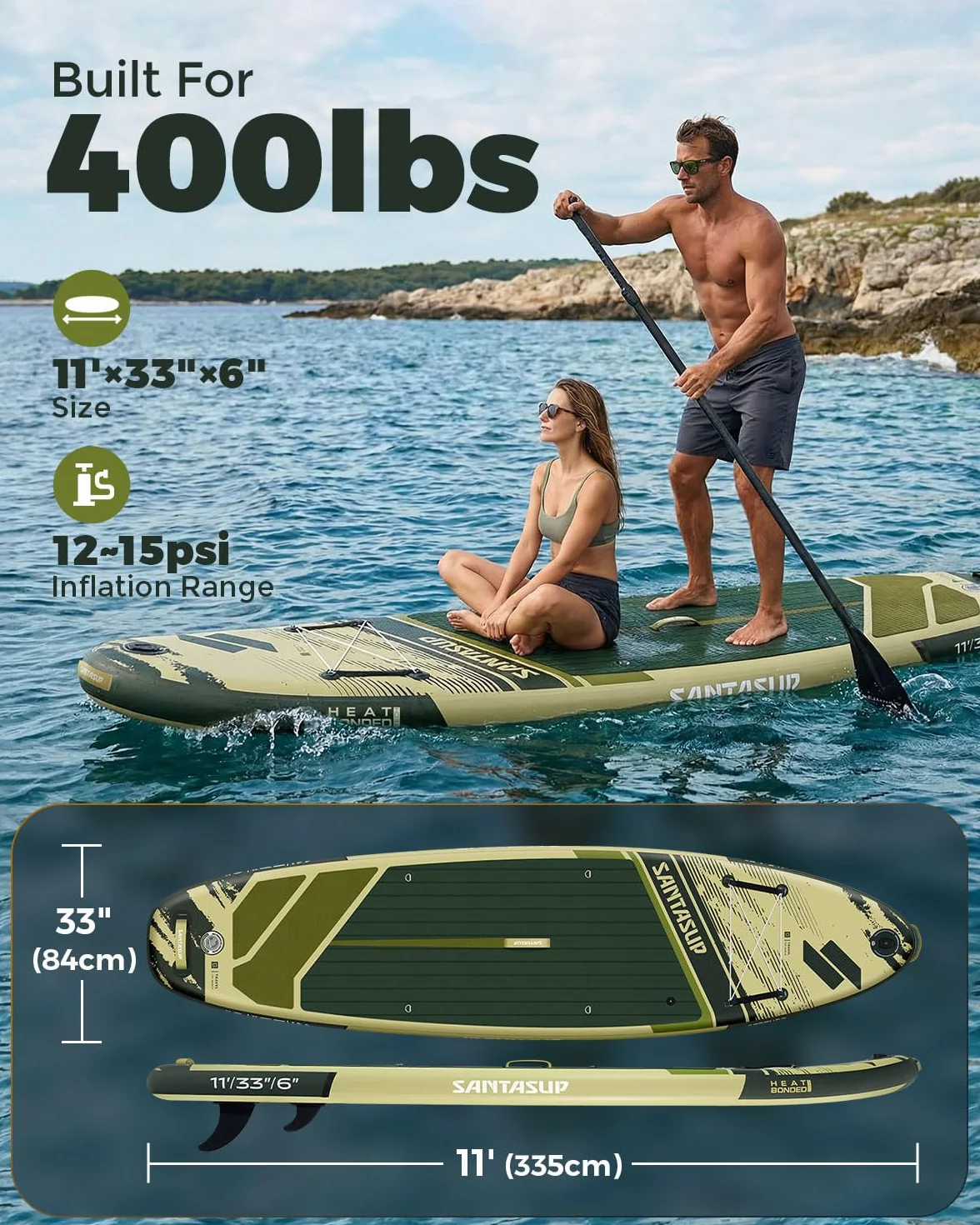 Tavola gonfiabile stand up paddle blu con accessori antiscivolo SUP tutto tondo adulti ragazzi