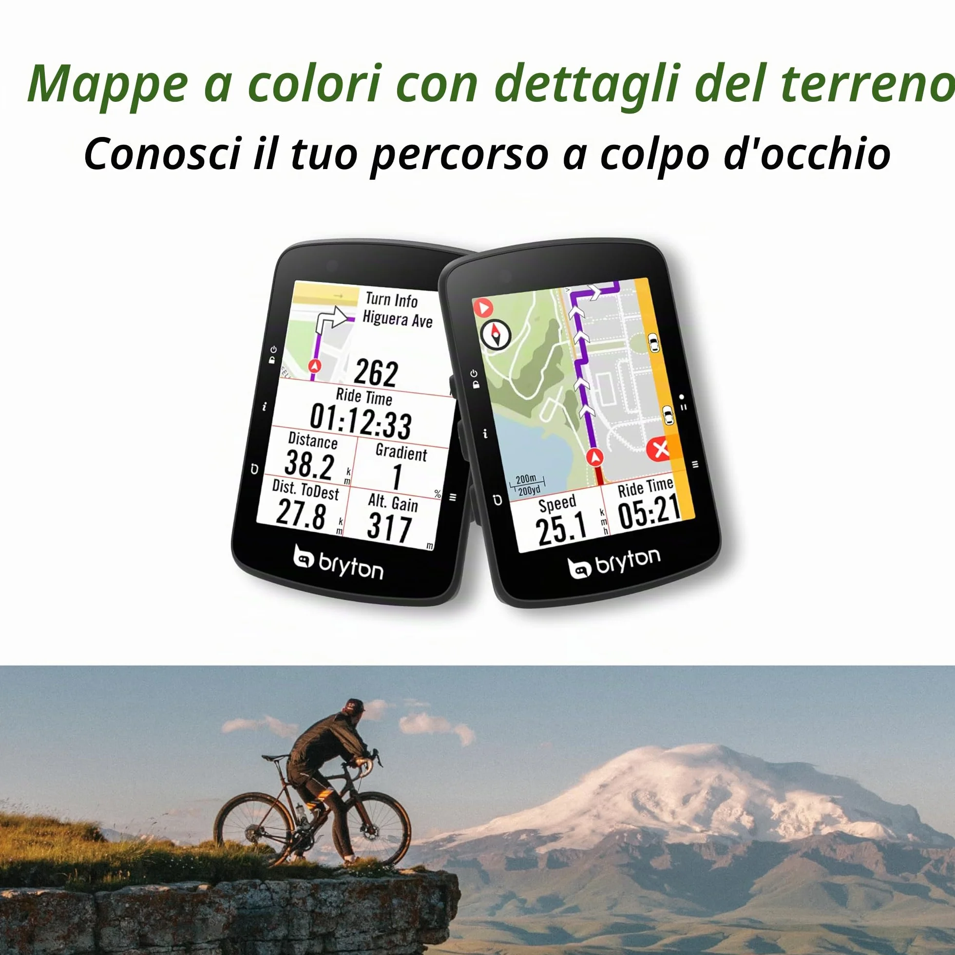 Bryton Rider 650/550 GPS Ciclismo Computer, Schermo a Colori 2.8 pollici, Navigazione Turn-By-Turn, Bluetooth & ANT+